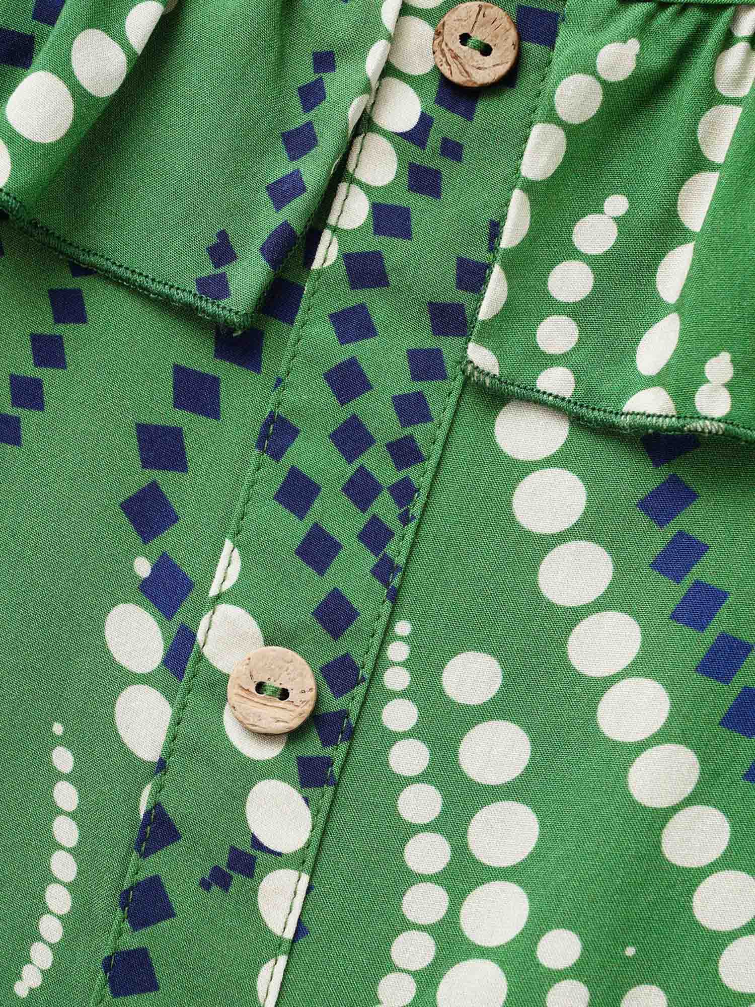 Polka Dot Ruffles Button Detail Blouse - Image 7