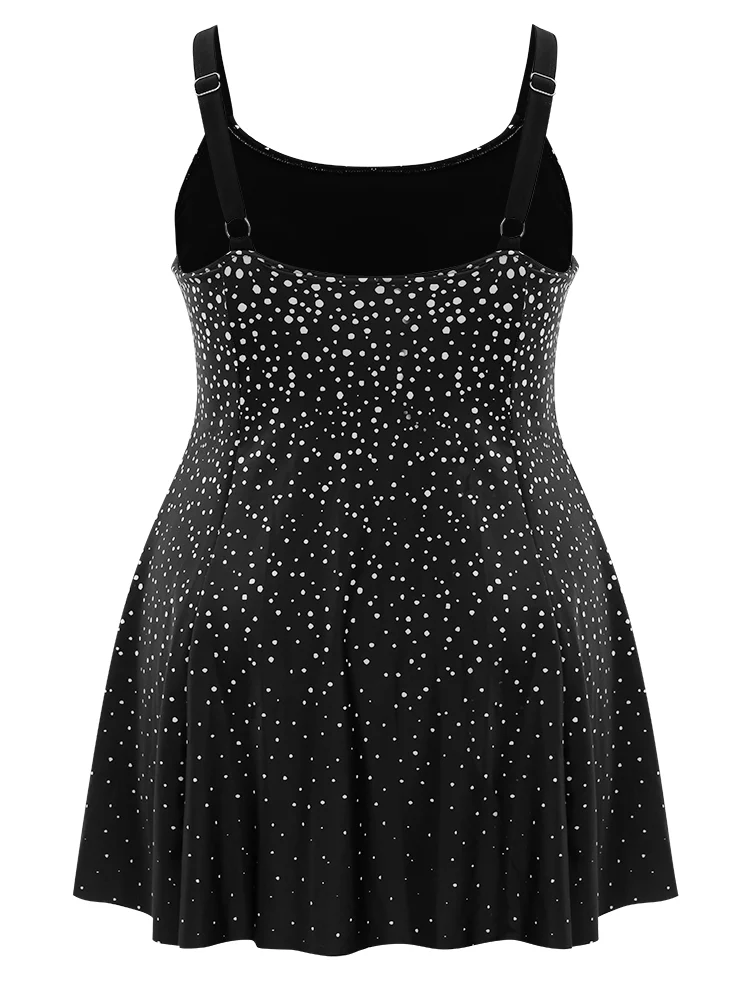 Polka Dot Sculpt Waist A Line Swim Dress - Image 9