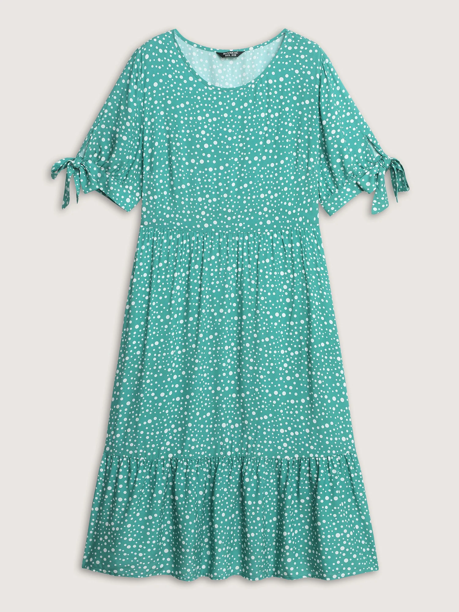 Polka Dot Sleeve Ties Midi Dress - Image 6