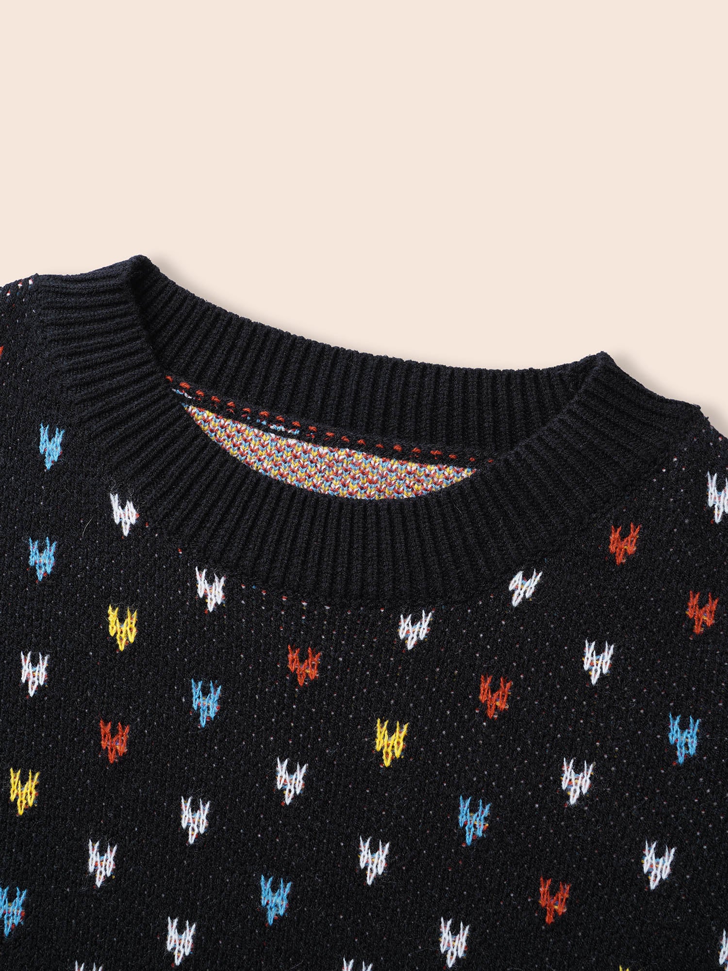 Polka Dot Texture Split Hem Pullover - Image 6