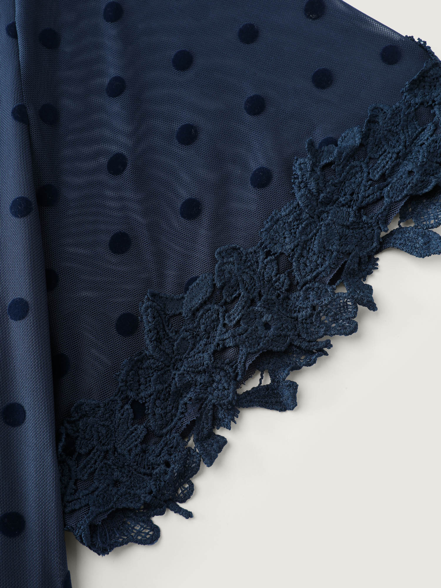 Polka Dot Textured Lace Trim Mini Dress - Image 6