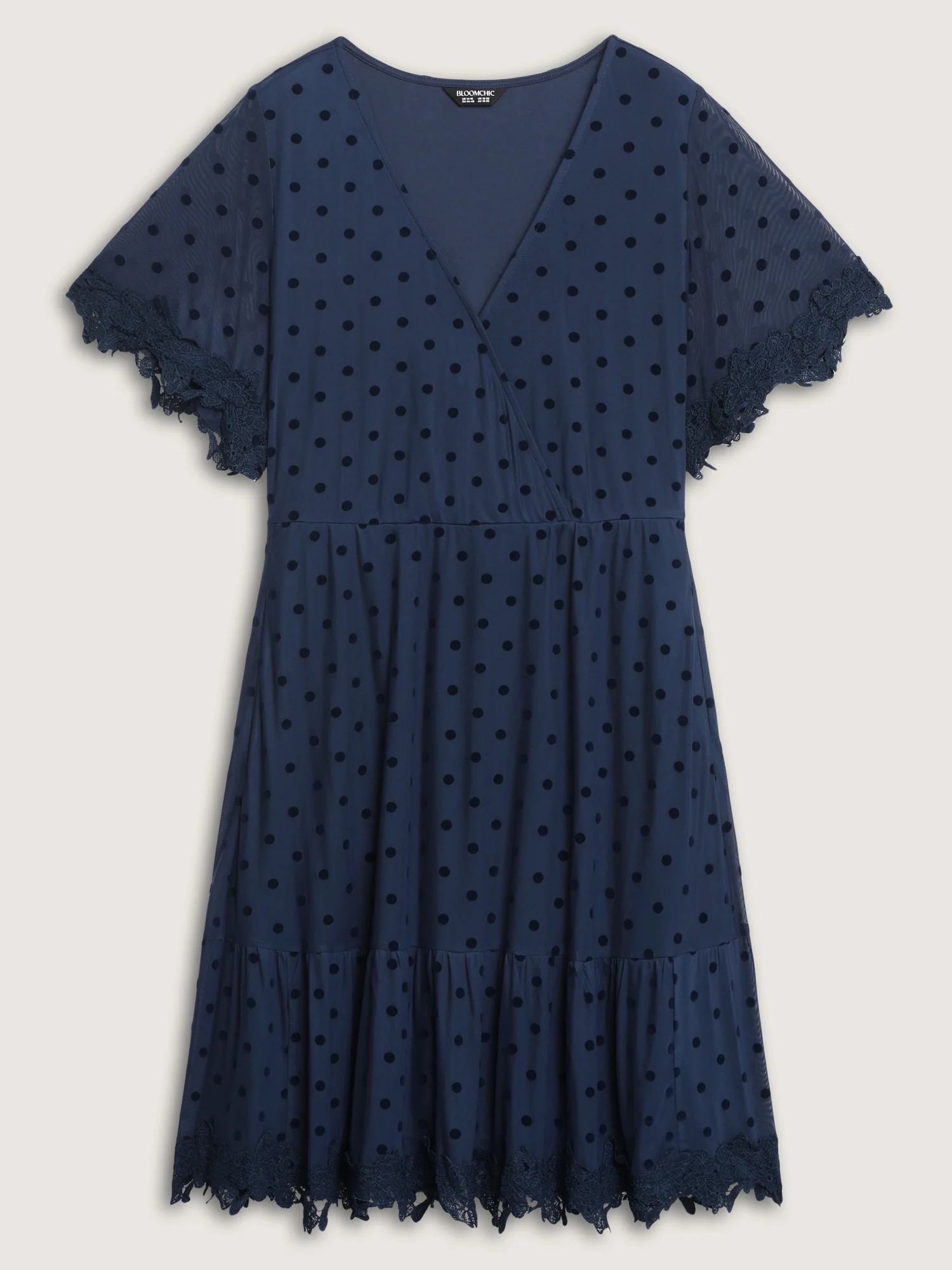 Polka Dot Textured Lace Trim Mini Dress - Image 7