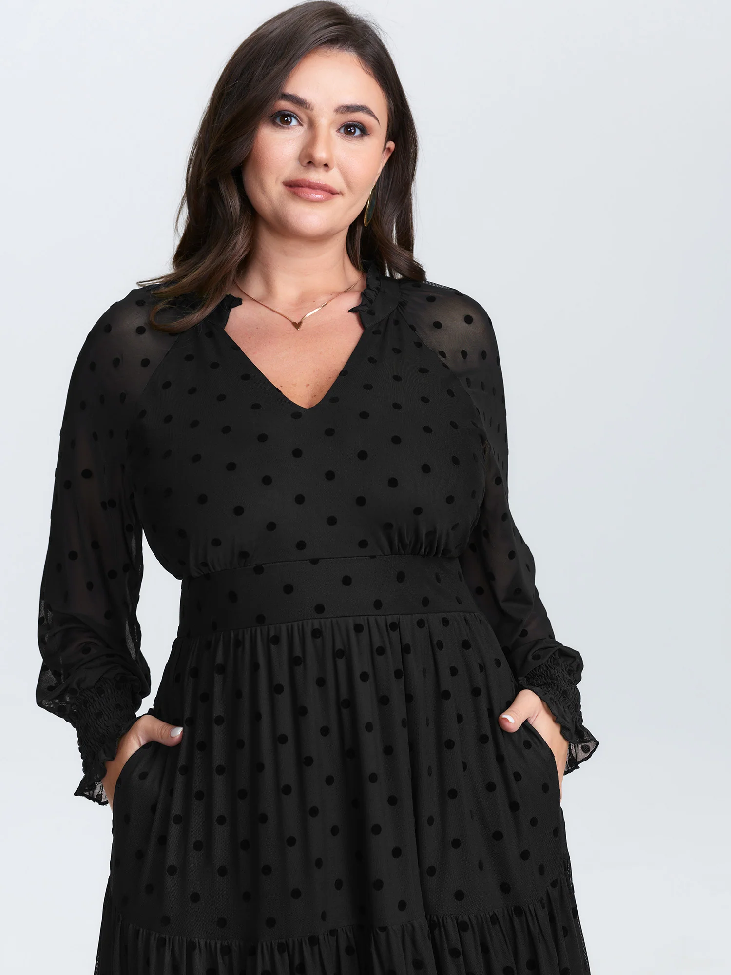 Polka Dot Tulle Sheer Midi Dress - Image 2