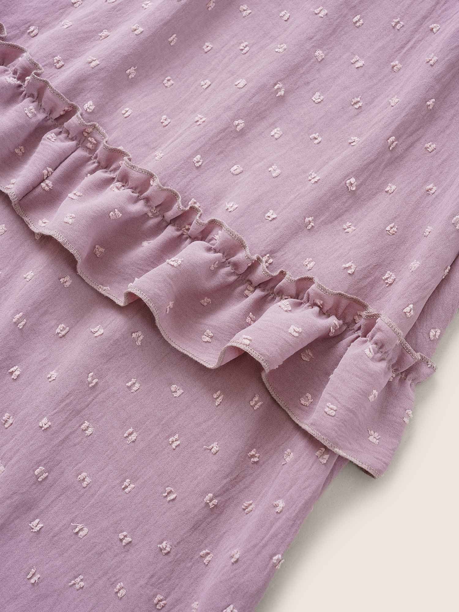 Polka Dot V Neck Pocket Ruffle Midi Dress - Image 6