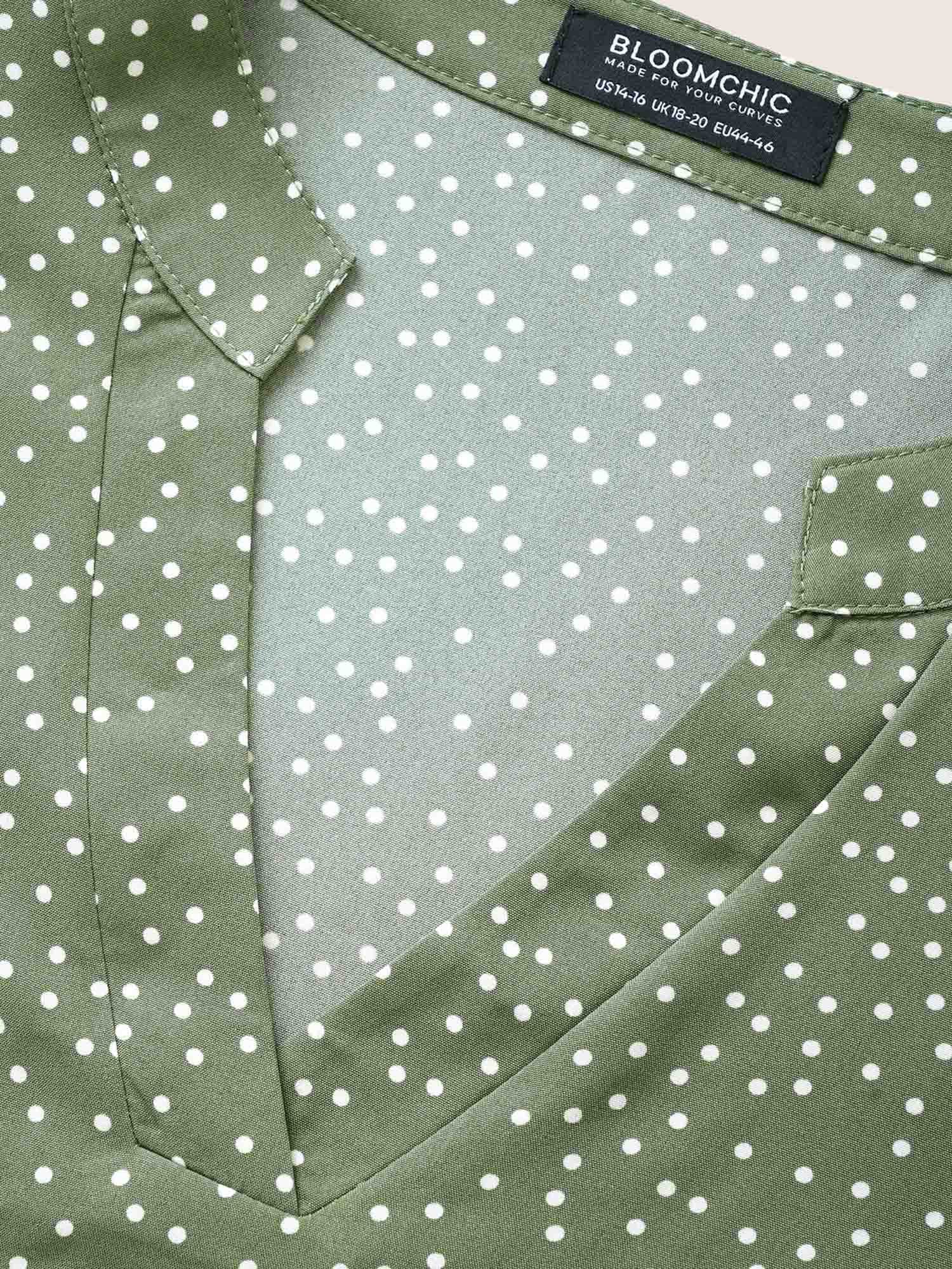Polka Dot V Neck Ruffle Trim Blouse - Image 16