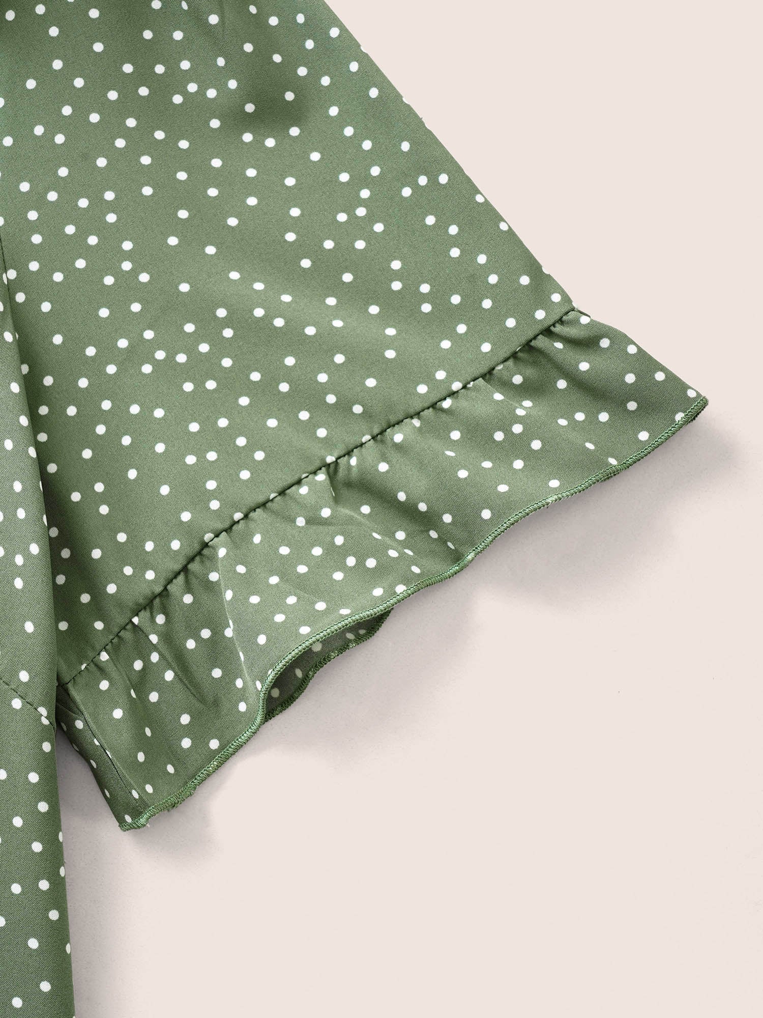 Polka Dot V Neck Ruffle Trim Blouse - Image 17