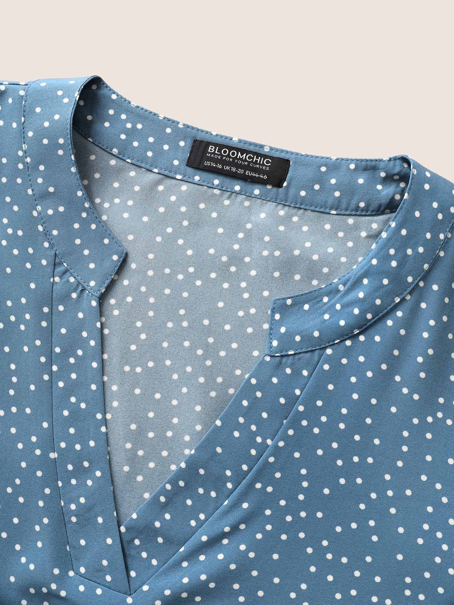 Polka Dot V Neck Ruffle Trim Blouse - Image 5