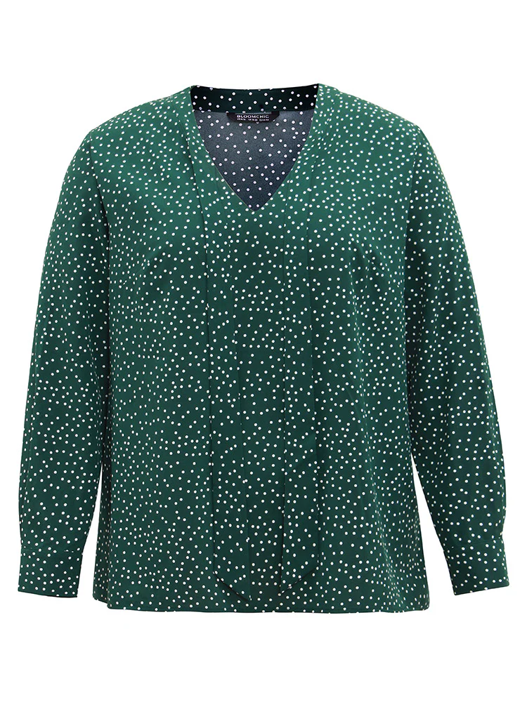 Polka Dot V Neck Ties Knot Blouse - Image 5
