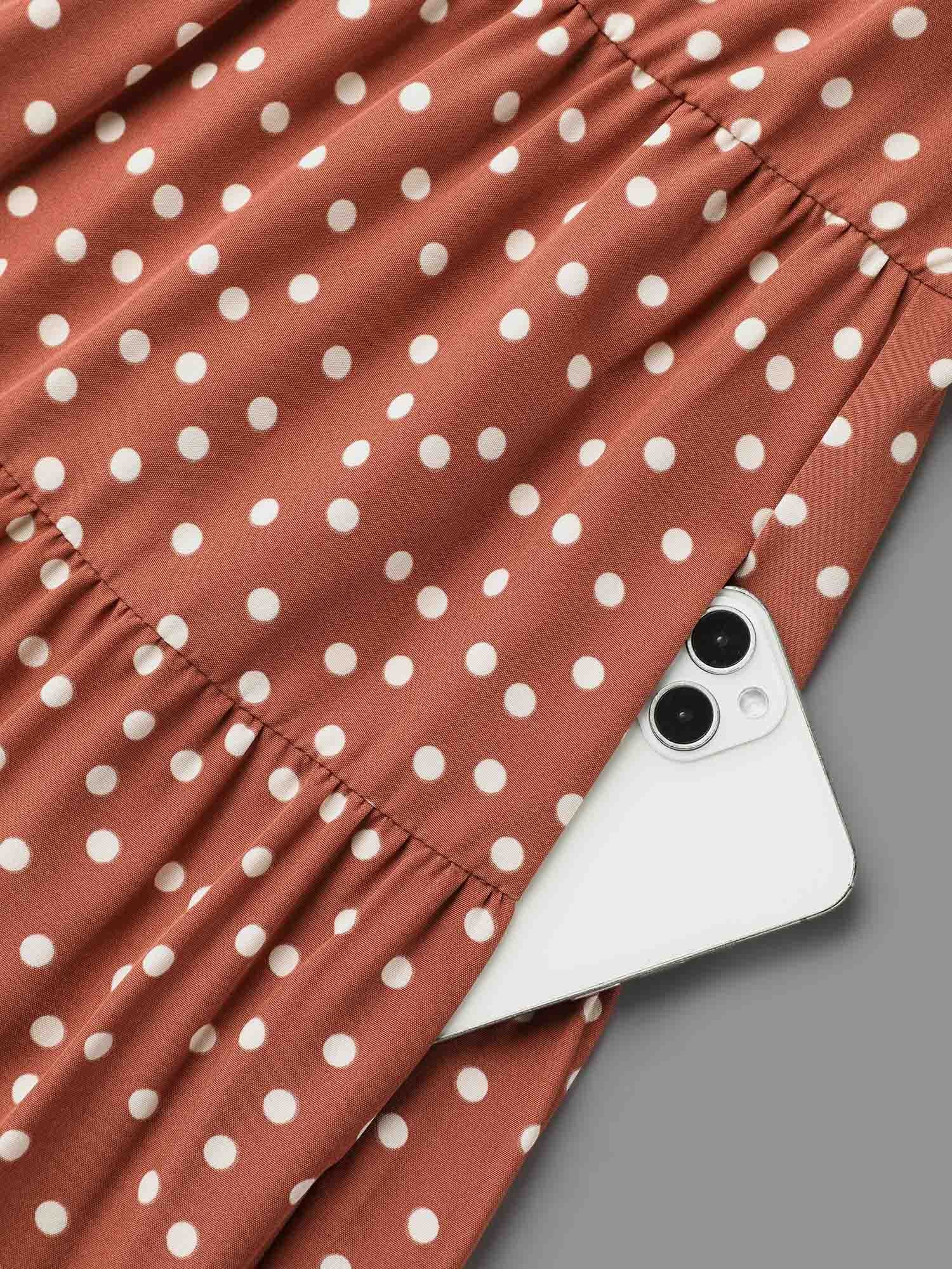 Polka Dot Waist-Cinched Tiered Dress - Image 6