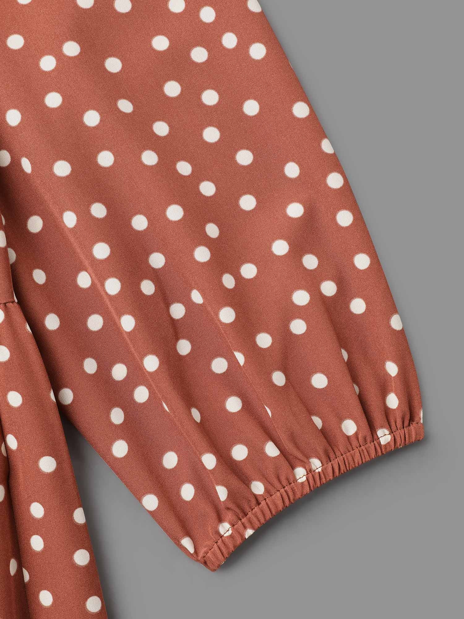 Polka Dot Waist-Cinched Tiered Dress - Image 7