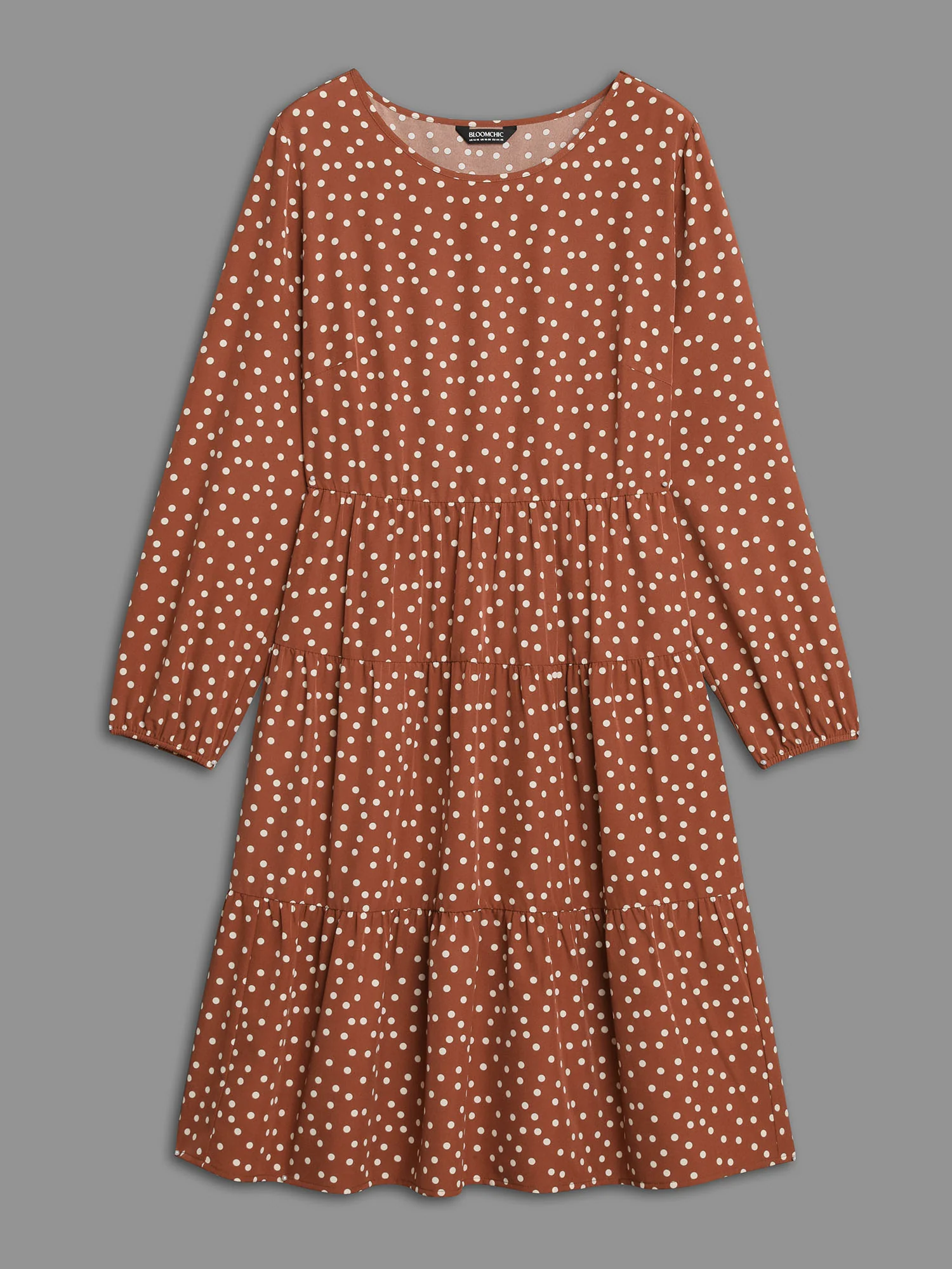 Polka Dot Waist-Cinched Tiered Dress - Image 8