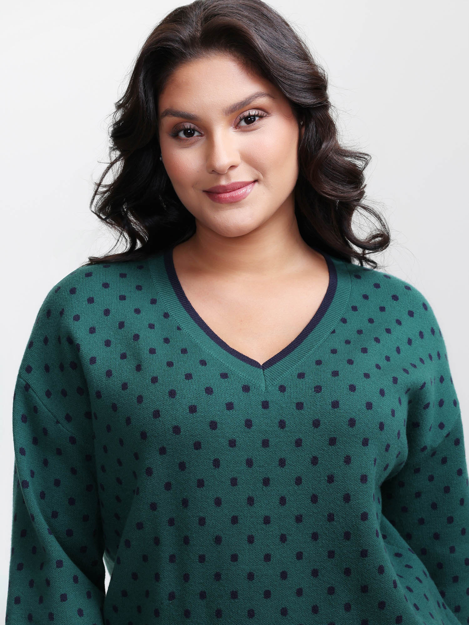 Polka Dots Balloon Sleeve Pullover - Image 2