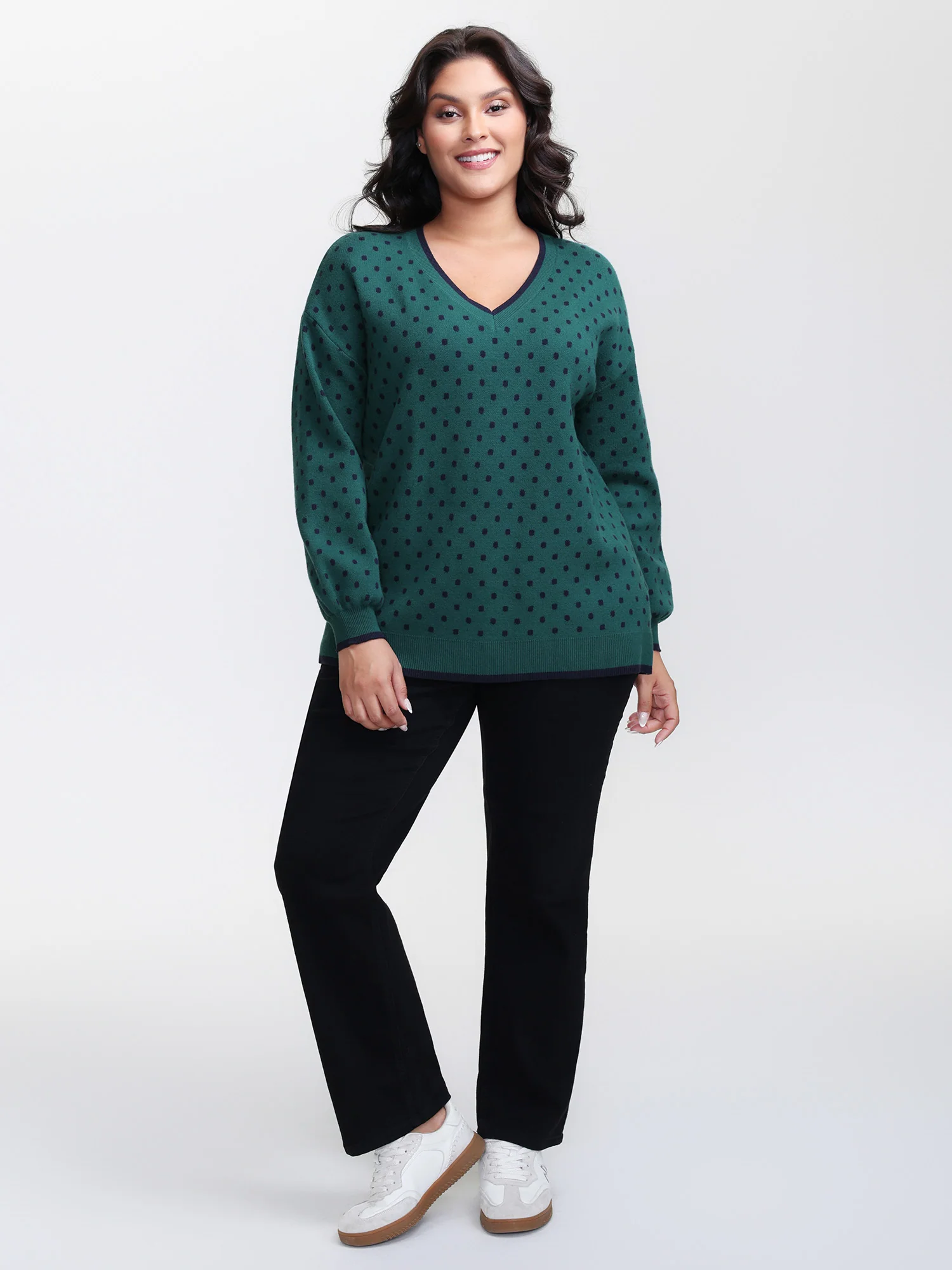 Polka Dots Balloon Sleeve Pullover - Image 3