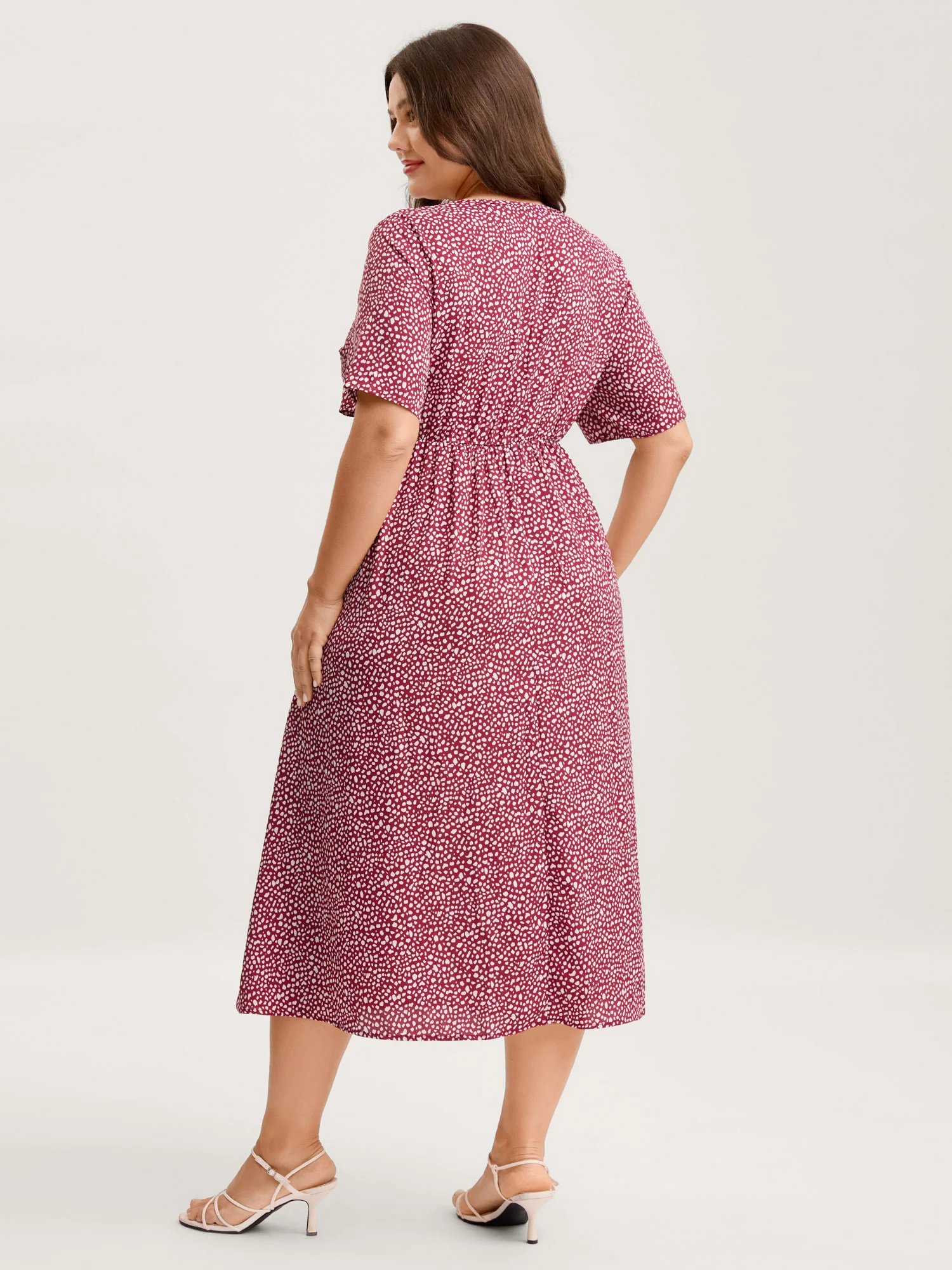 Polka Dots Button Front Midi Dress - Image 4