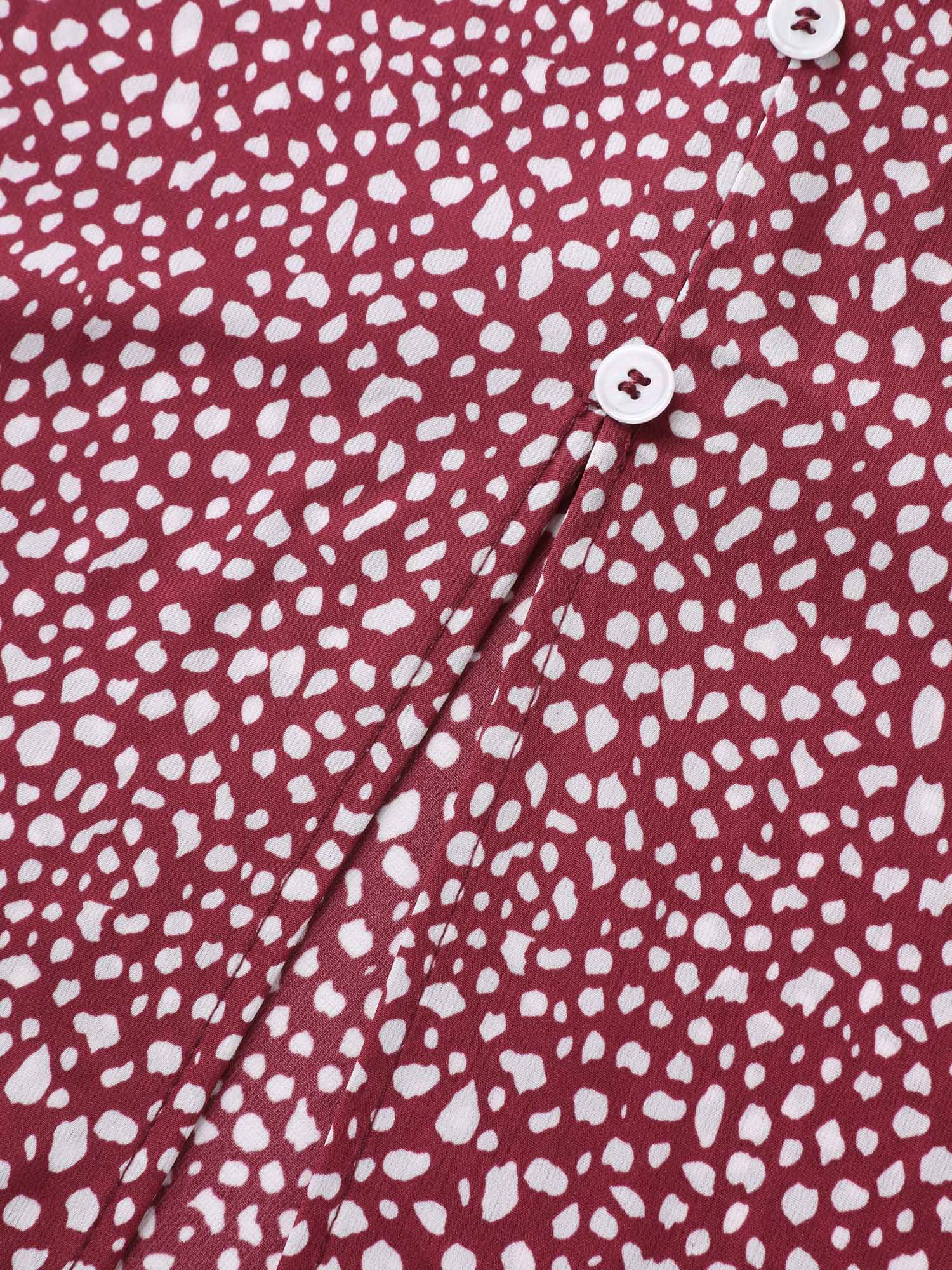 Polka Dots Button Front Midi Dress - Image 5