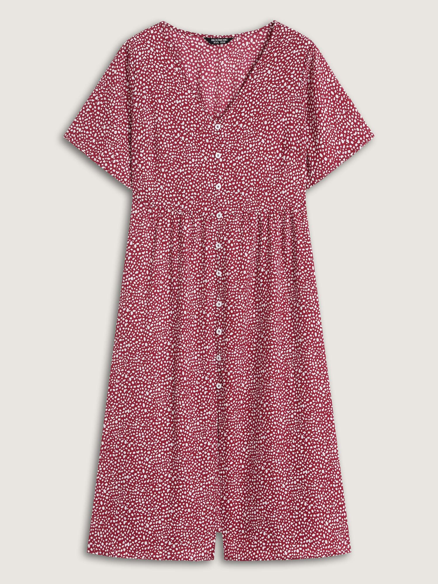 Polka Dots Button Front Midi Dress - Image 7