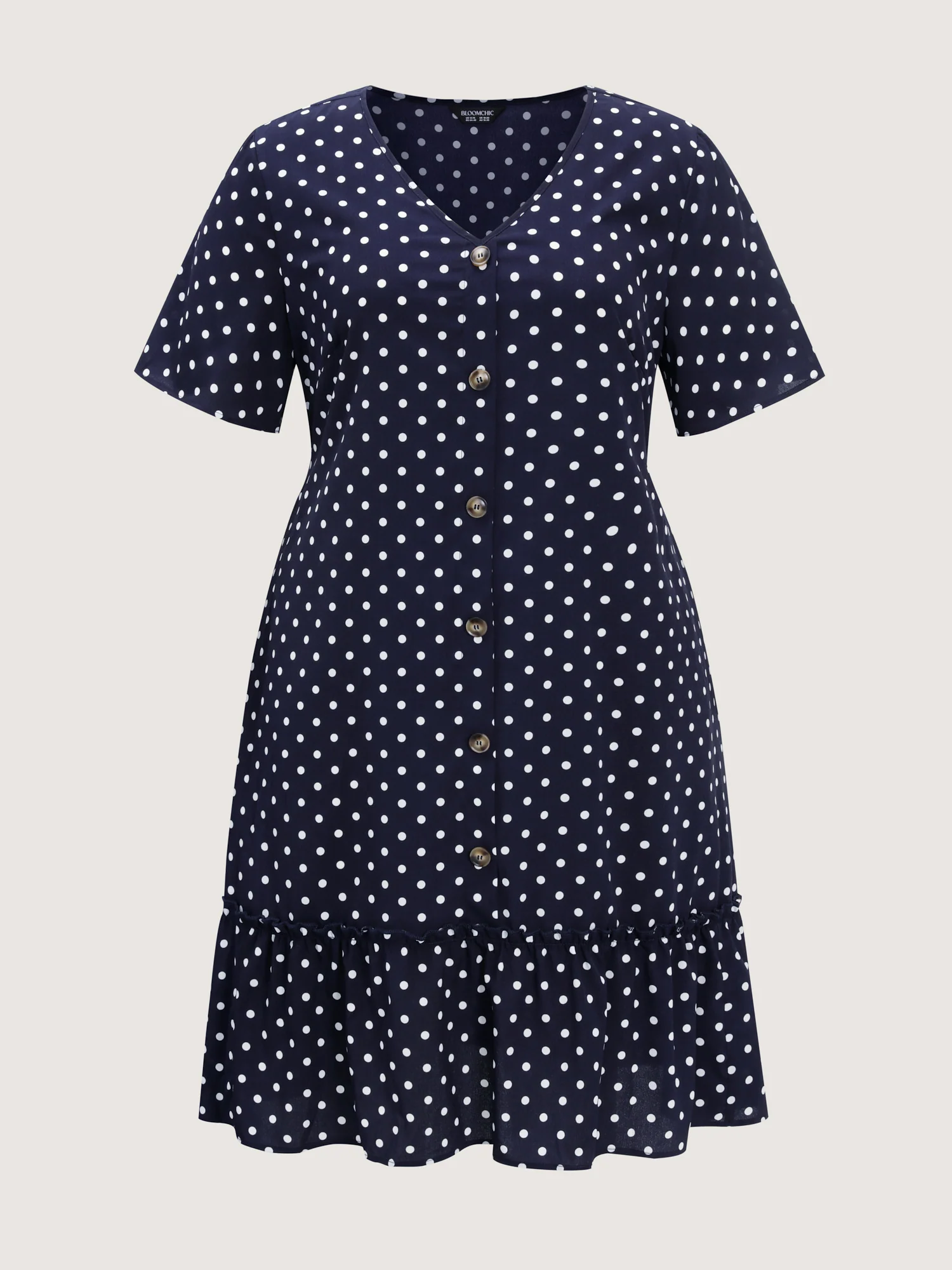 Polka Dots Charm Button Detail Mini Dress - Image 7