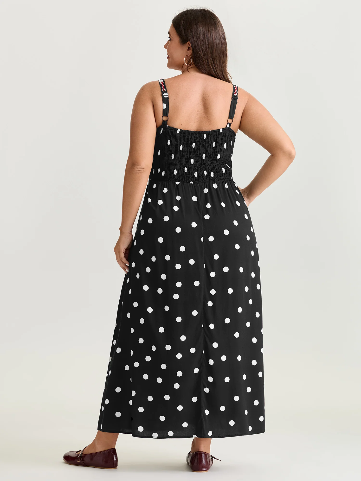 Polka Dots Color Contrast Tie Maxi Dress - Image 4