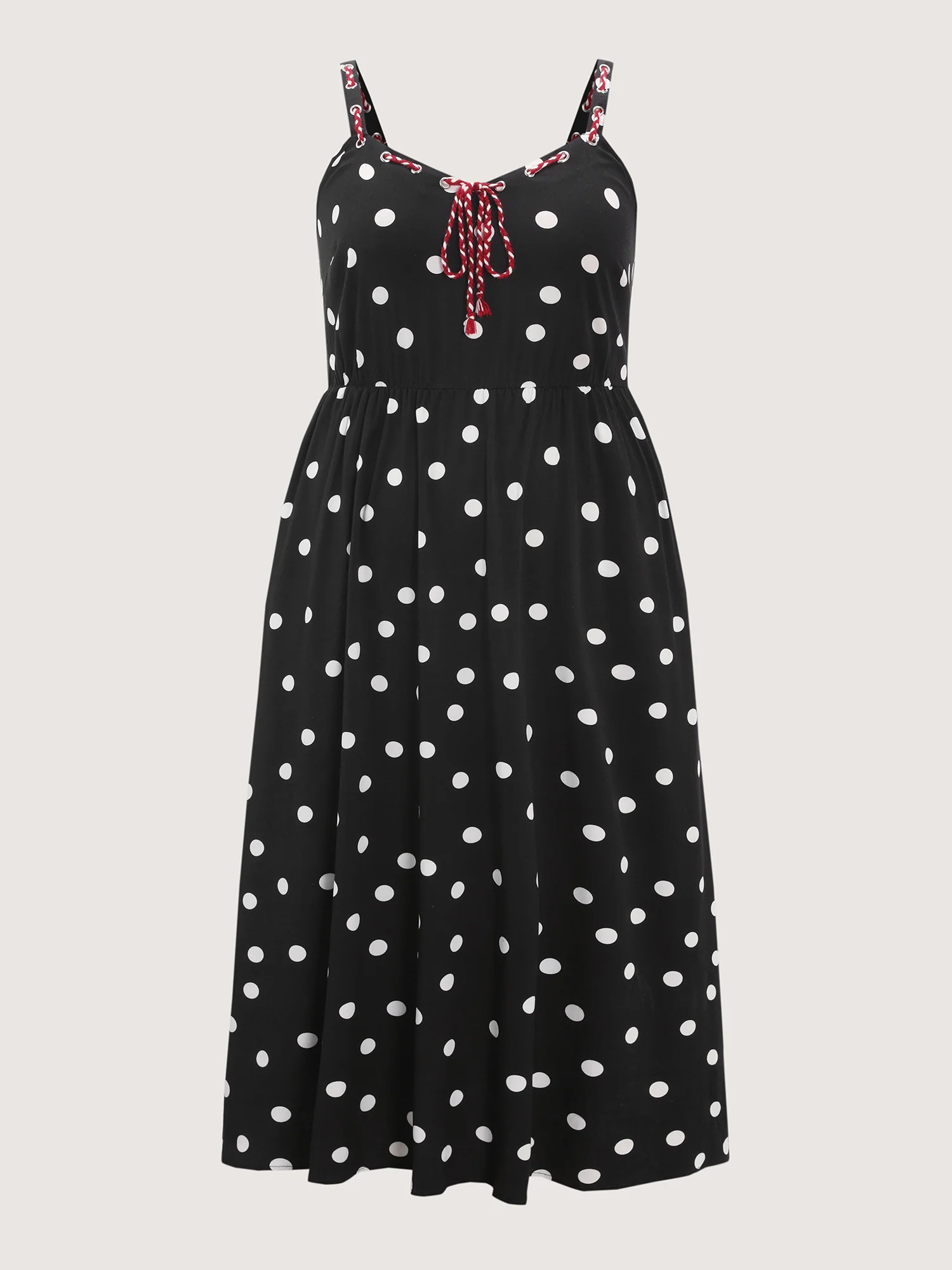 Polka Dots Color Contrast Tie Maxi Dress - Image 7