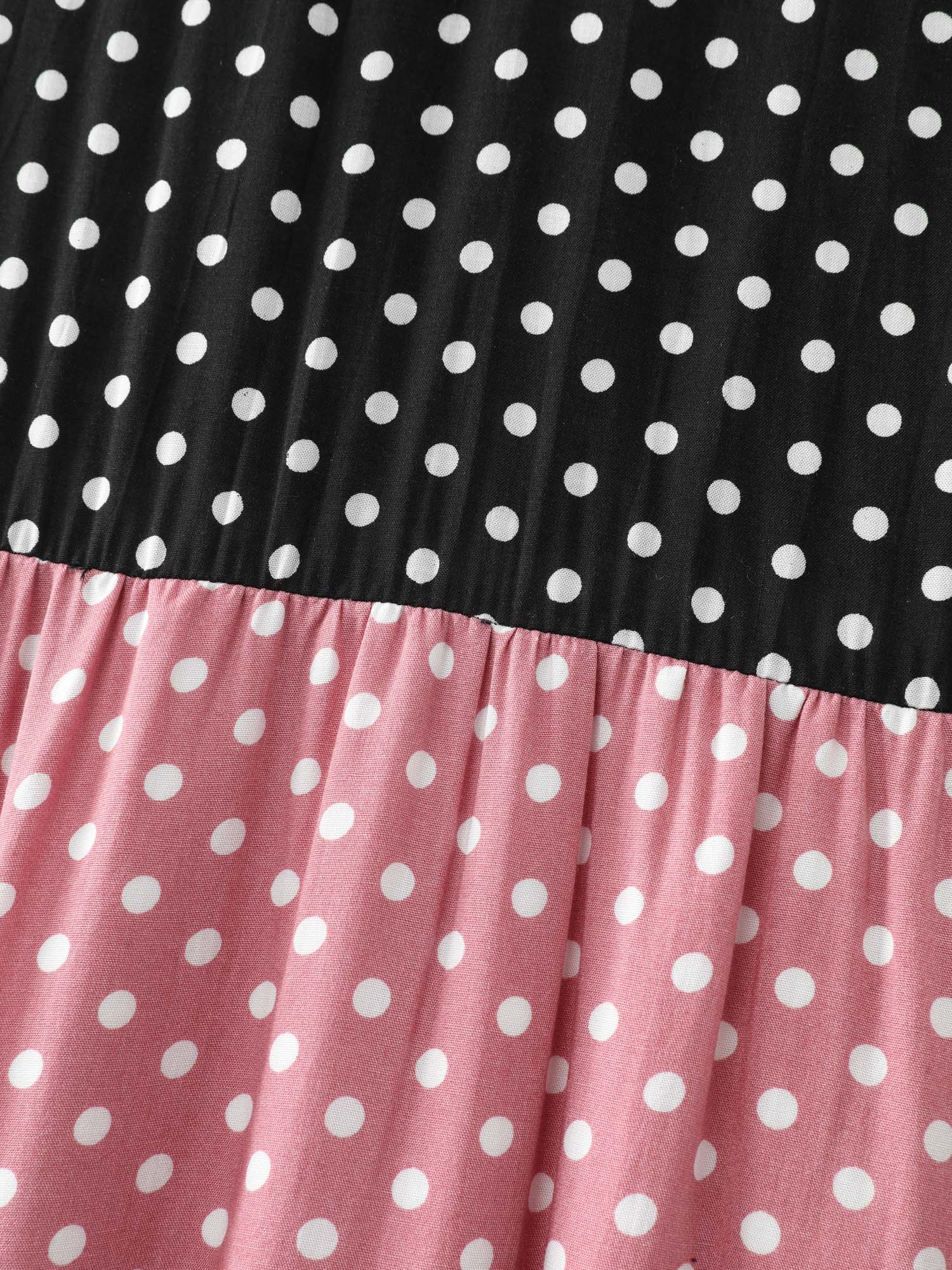 Polka Dots Colorblock Midi Dress - Image 5