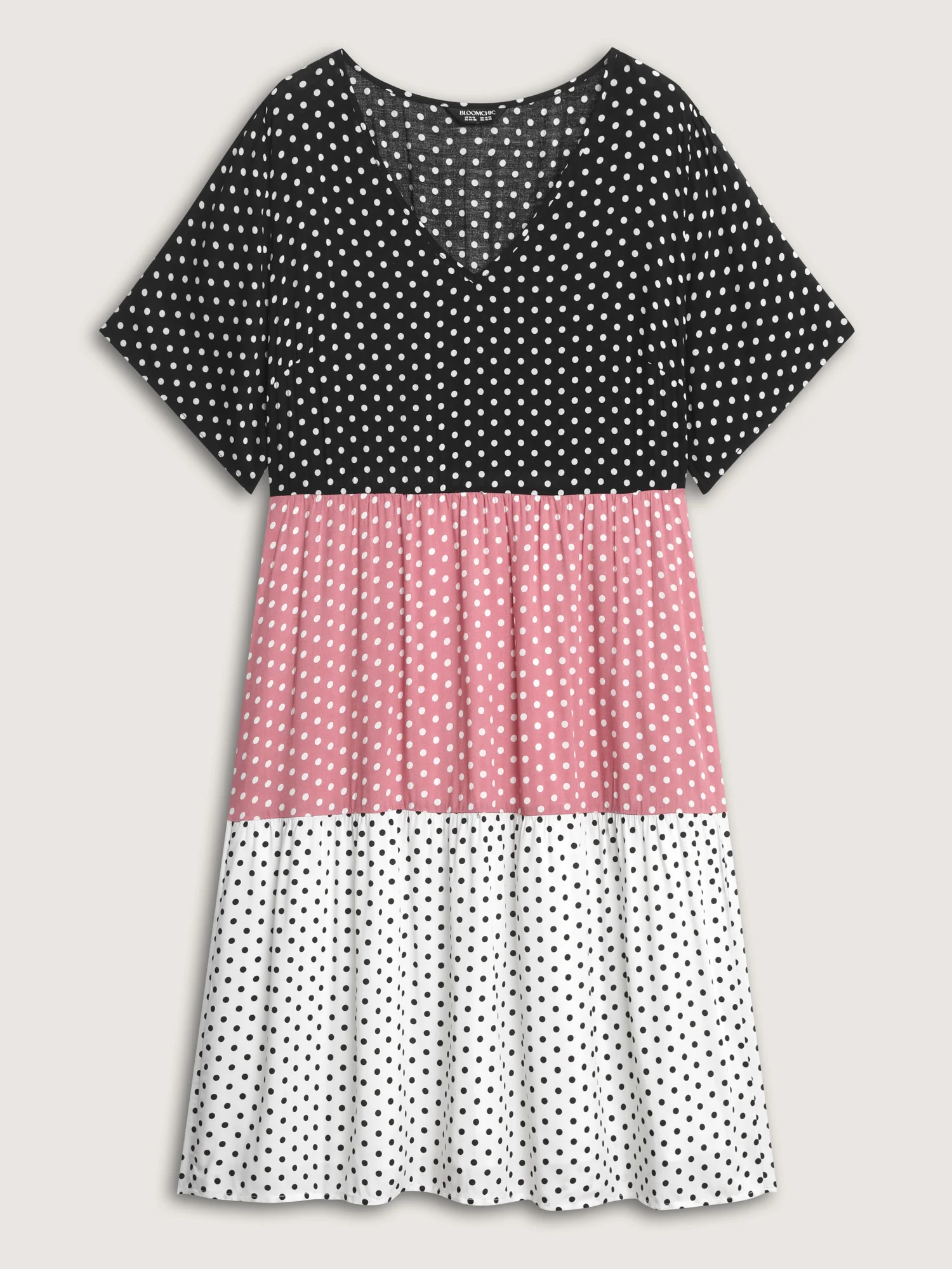 Polka Dots Colorblock Midi Dress - Image 6