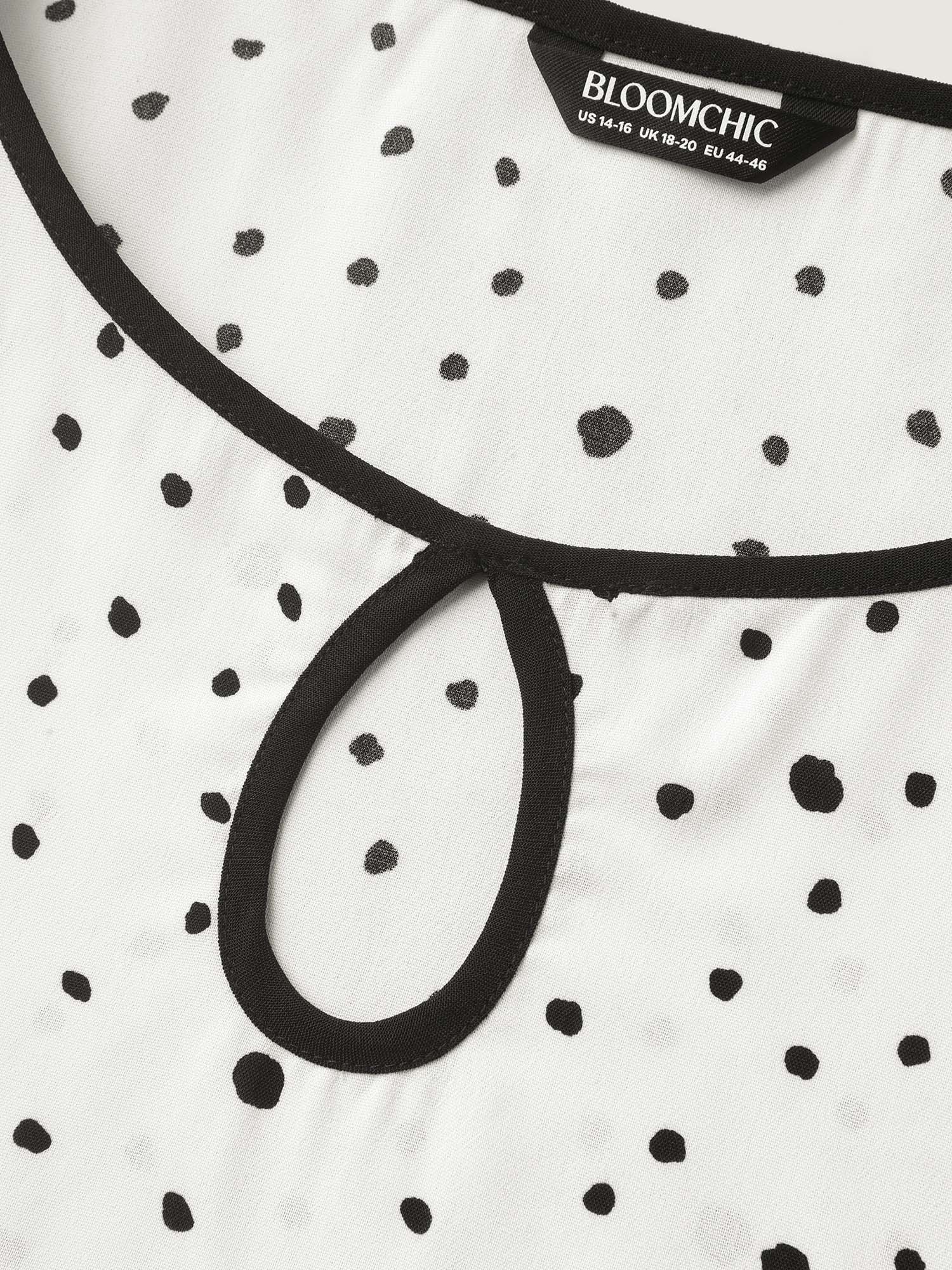 Polka Dots Contrast Layered Sleeve Blouse - Image 5