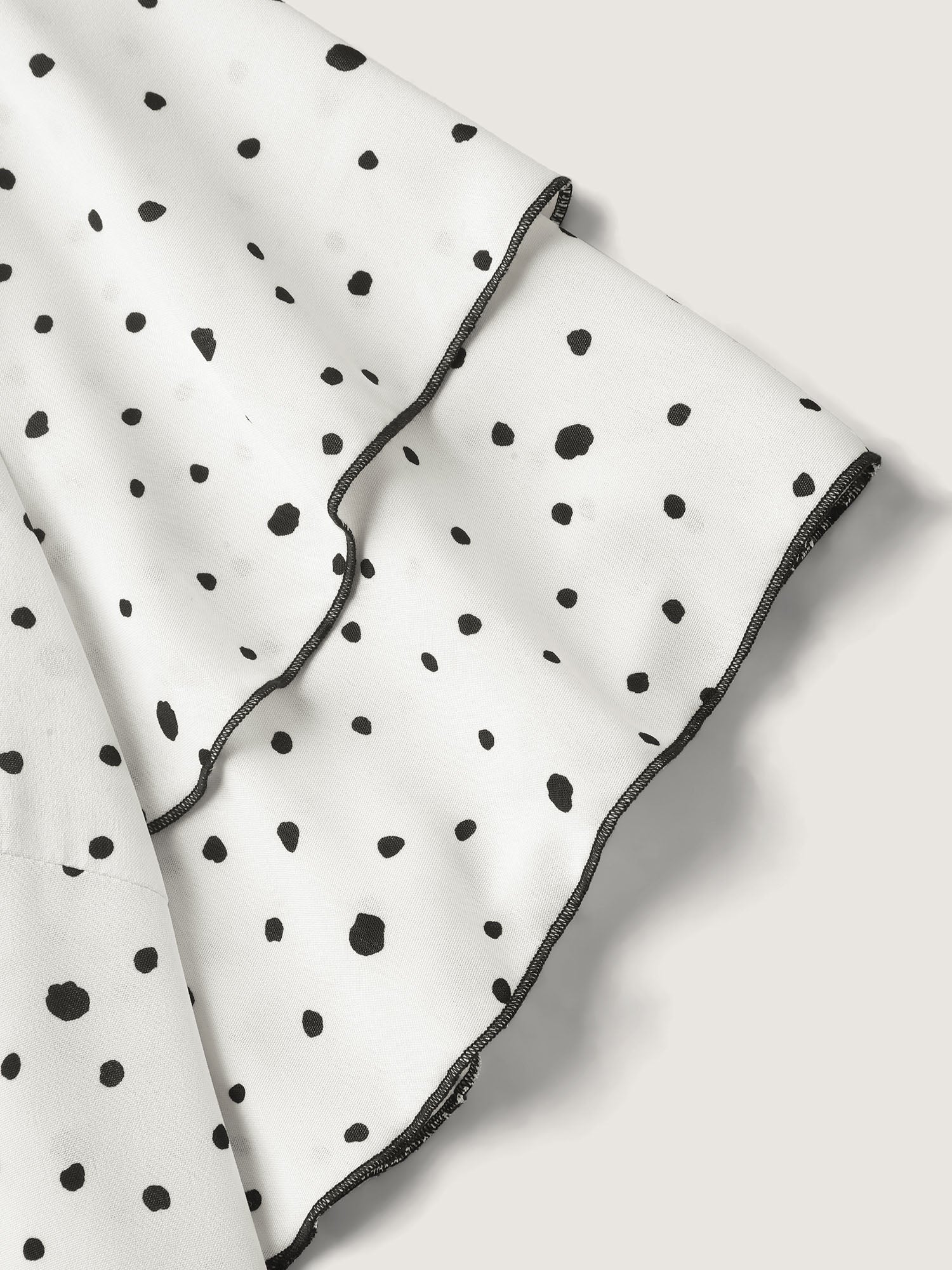 Polka Dots Contrast Layered Sleeve Blouse - Image 6