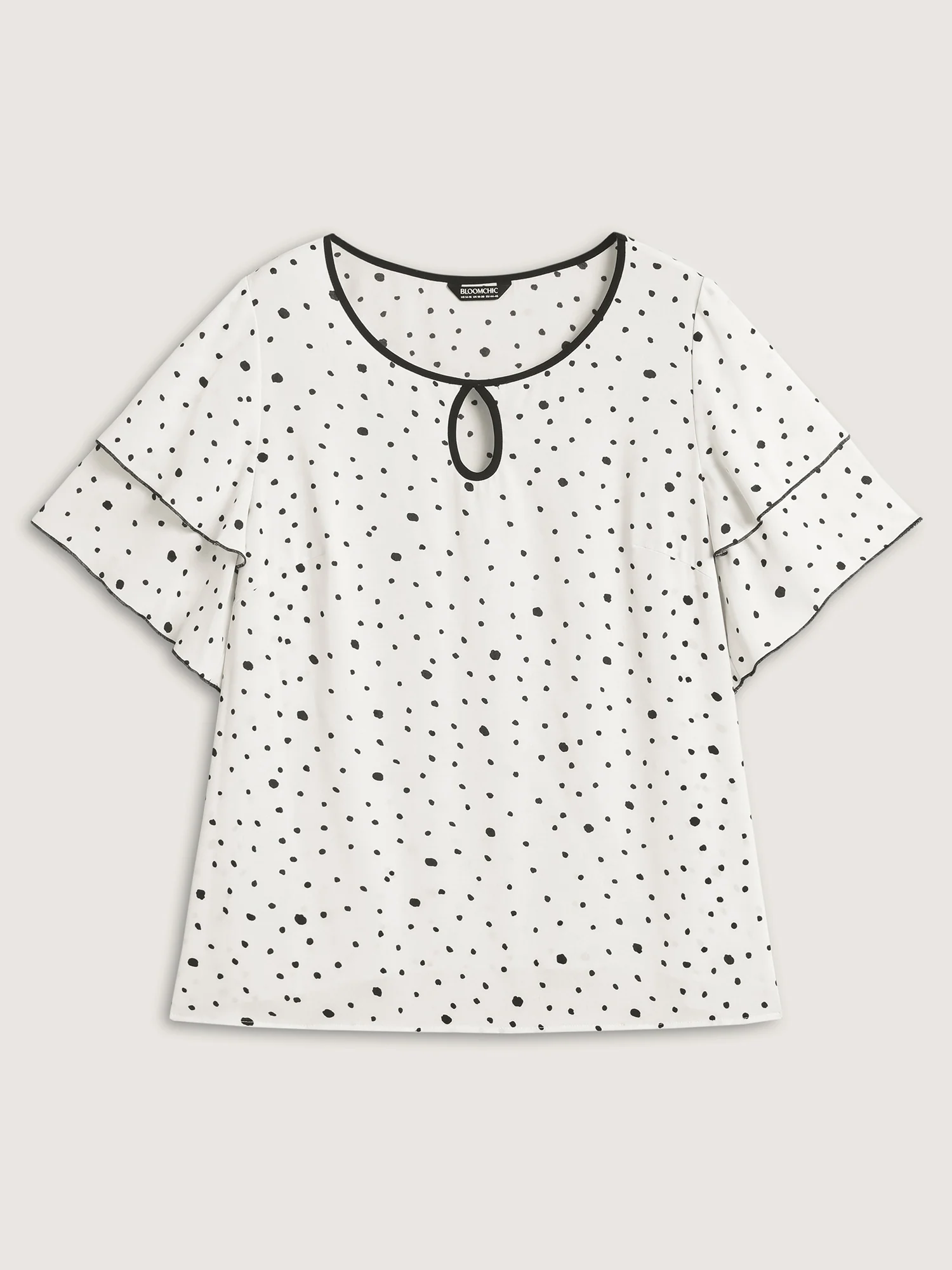 Polka Dots Contrast Layered Sleeve Blouse - Image 7