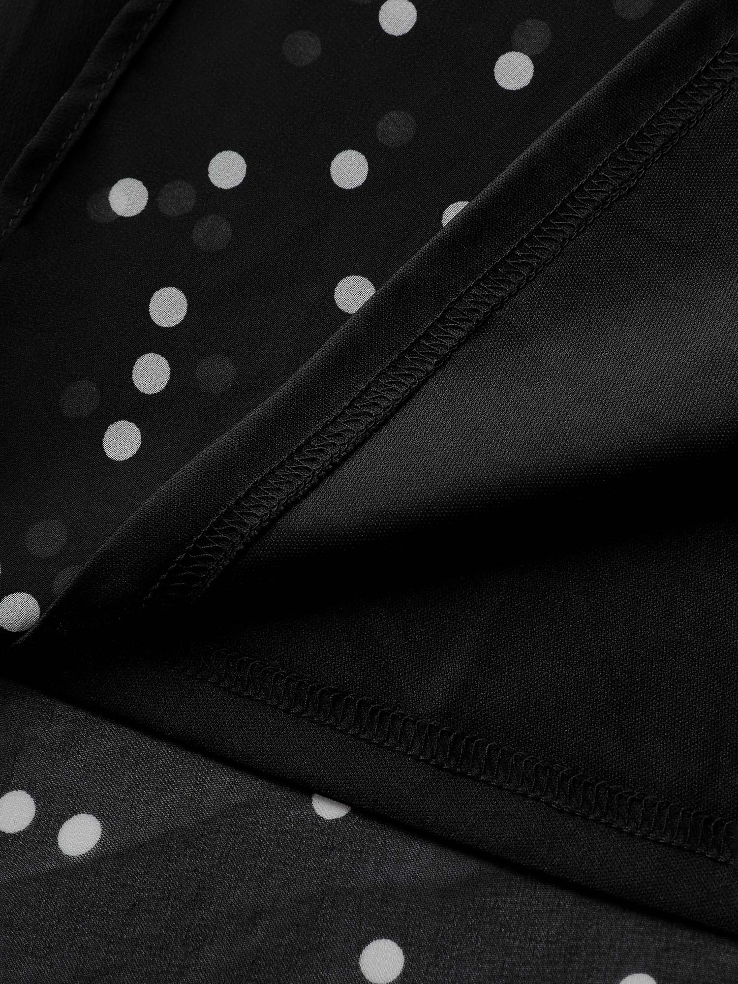Polka Dots Doll Collar Contrast Midi Dress - Image 7