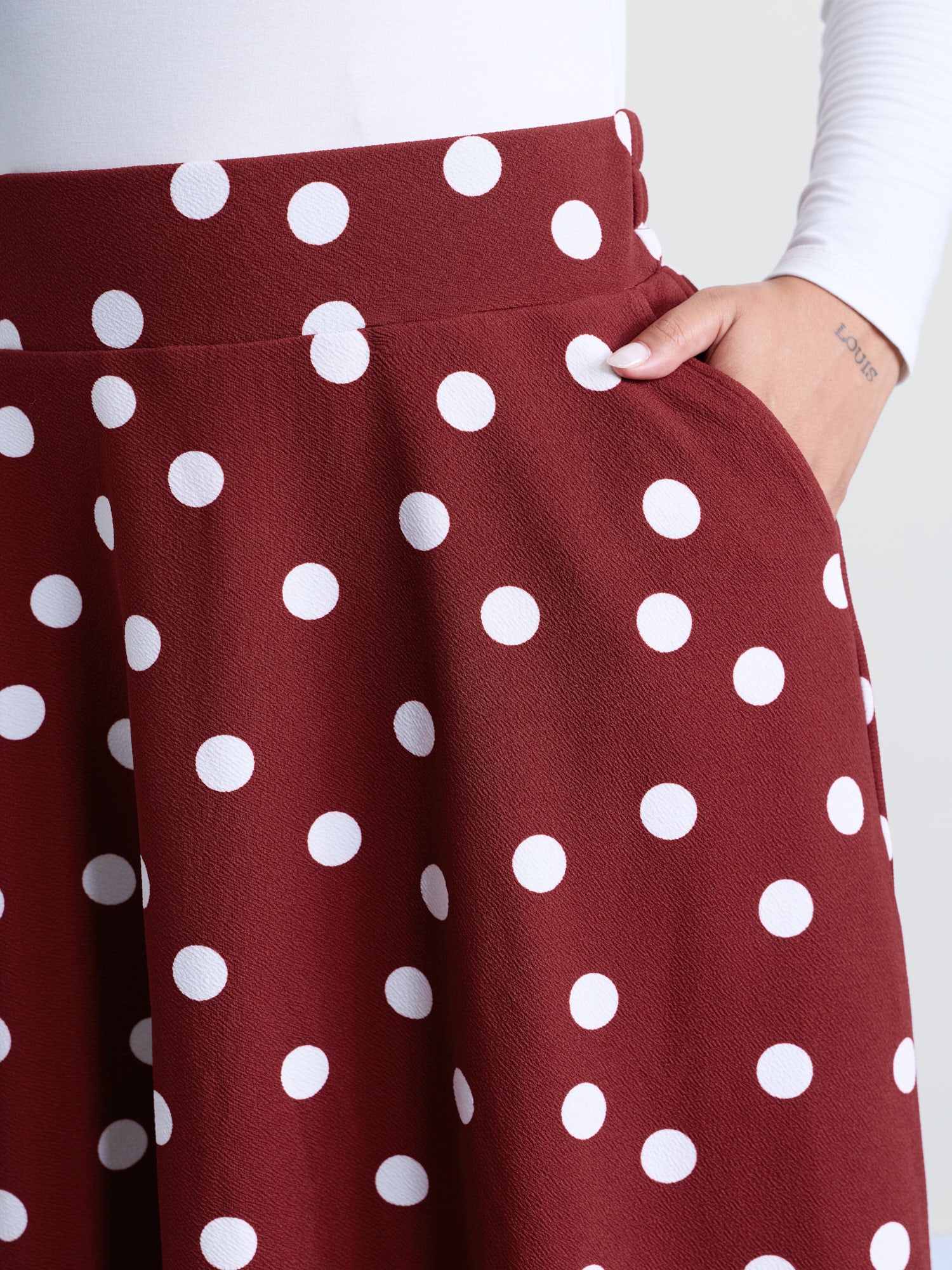 Polka Dots Flowy Holiday Midi Skirt - Image 3