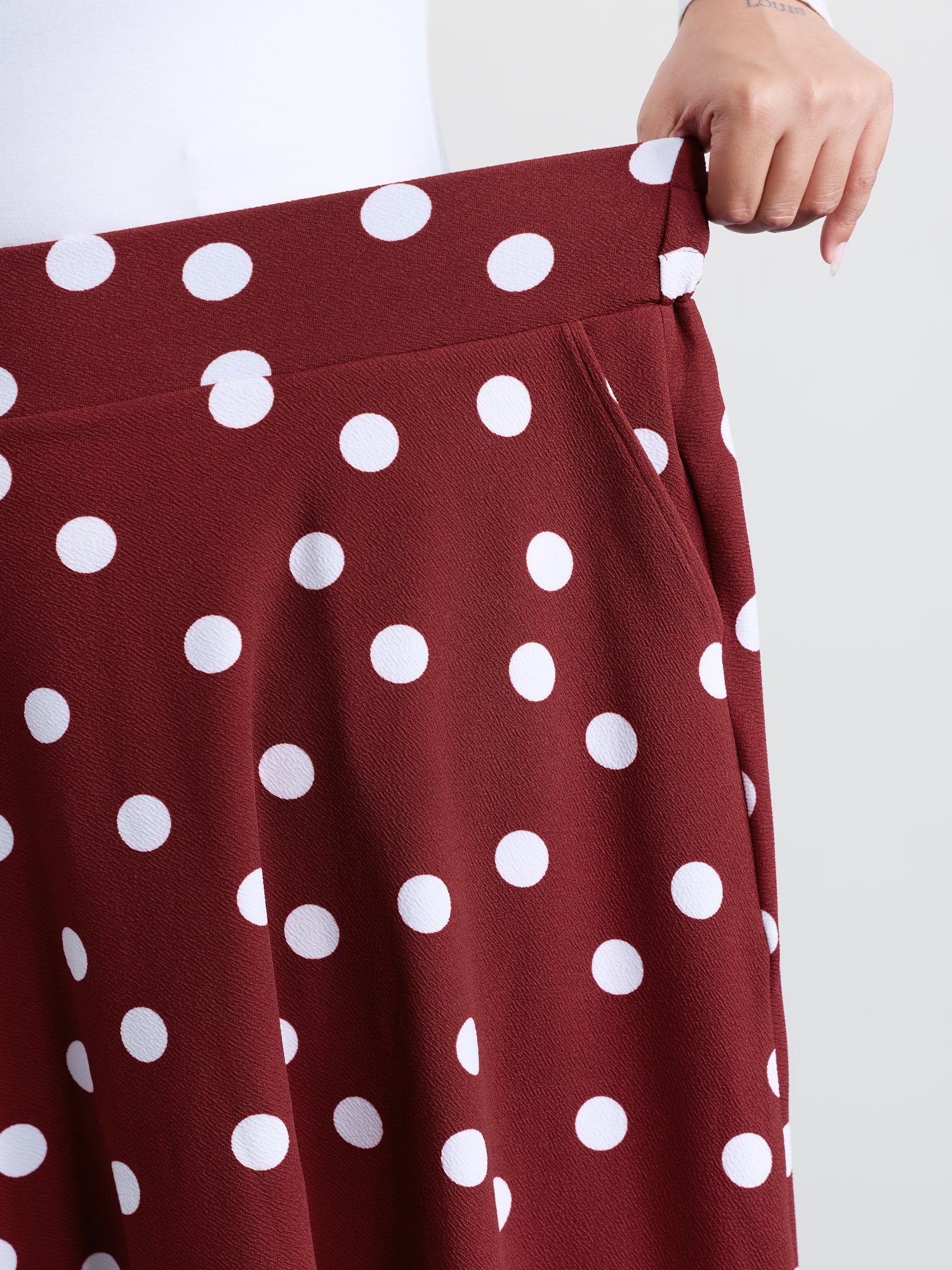 Polka Dots Flowy Holiday Midi Skirt - Image 4