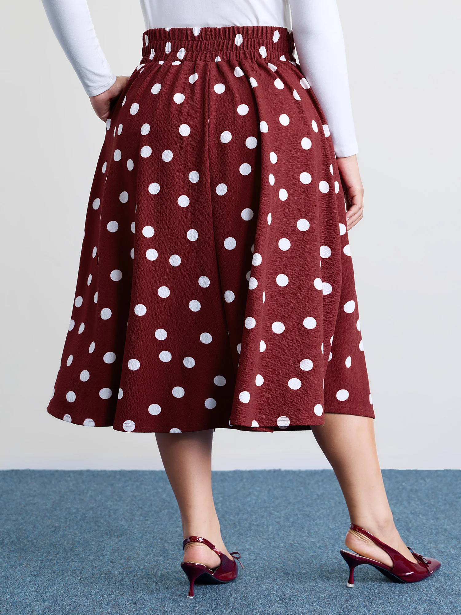 Polka Dots Flowy Holiday Midi Skirt - Image 5