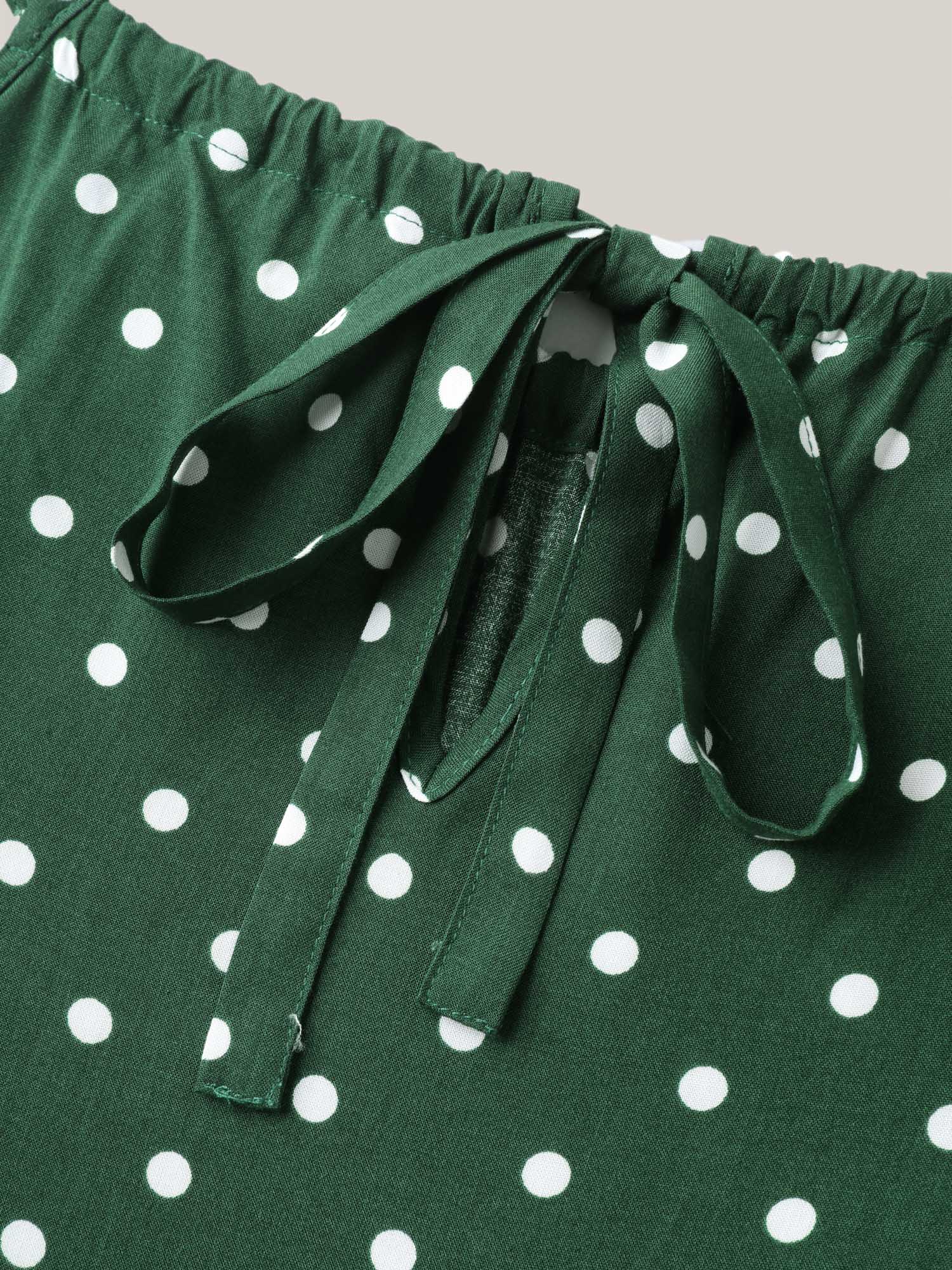 Polka Dots Halter Neck Belted Midi Dress - Image 5