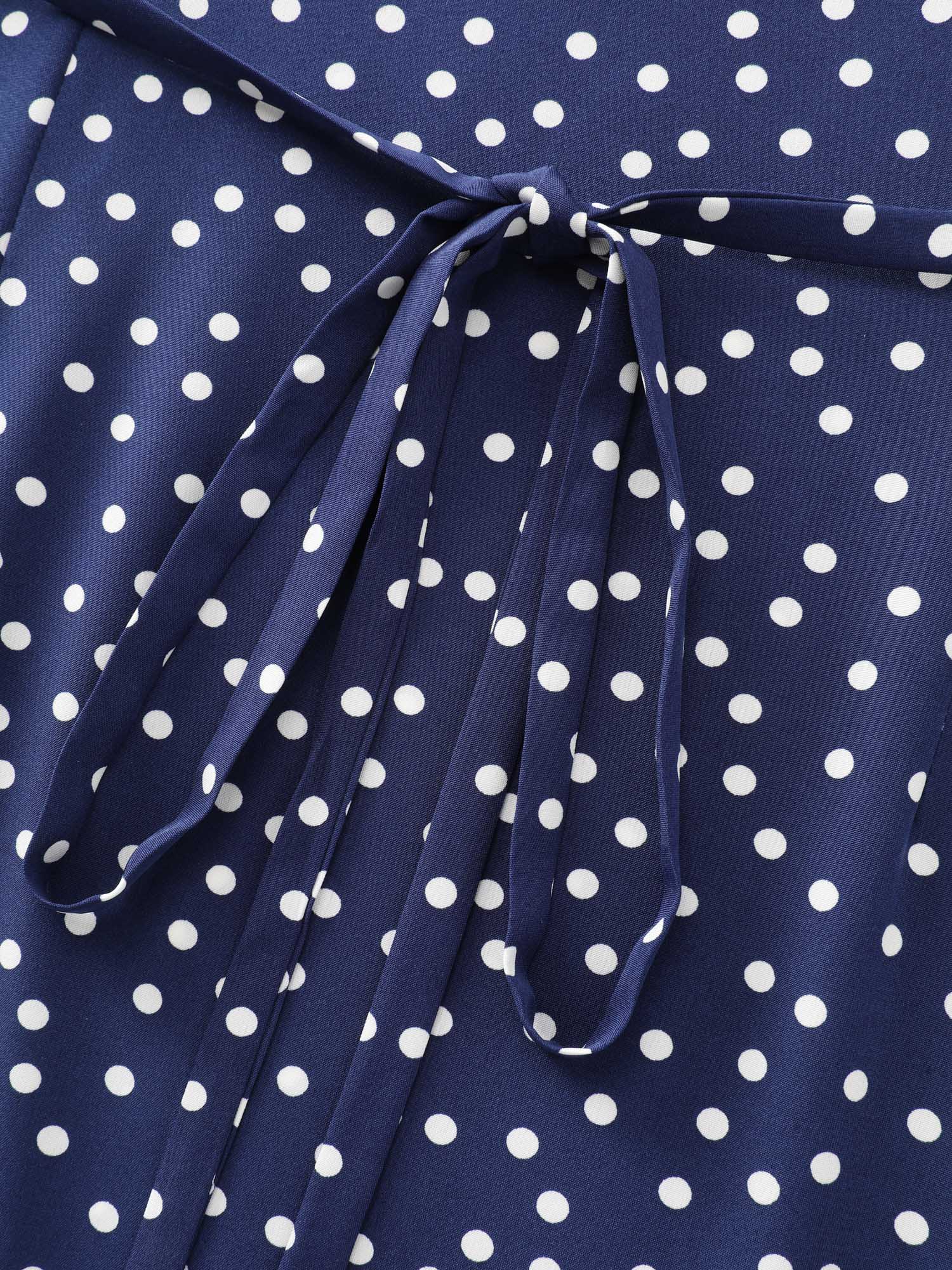 Polka Dots Lace Deep Neckline Midi Dress - Image 4