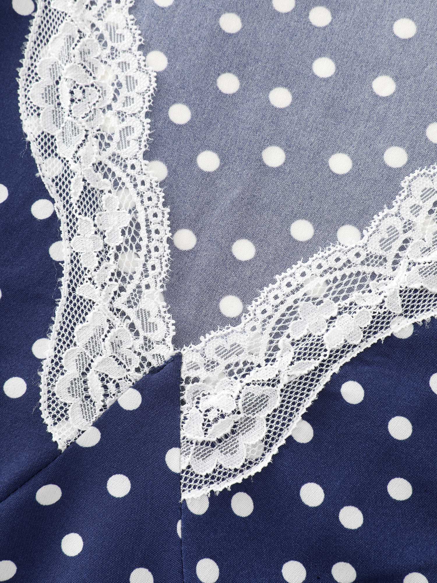 Polka Dots Lace Deep Neckline Midi Dress - Image 5