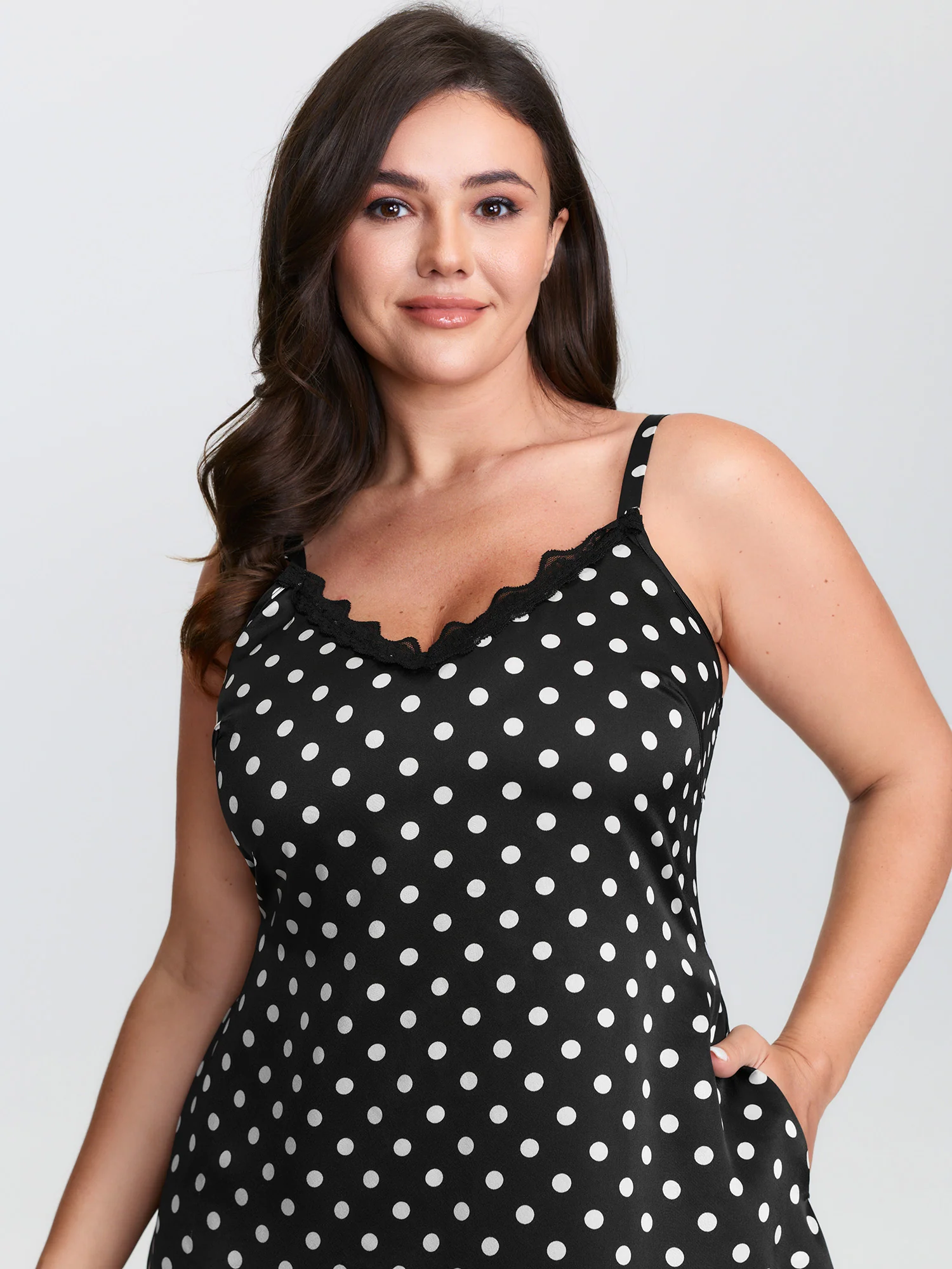Polka Dot Charm V-Neckline Nightgown - Image 2