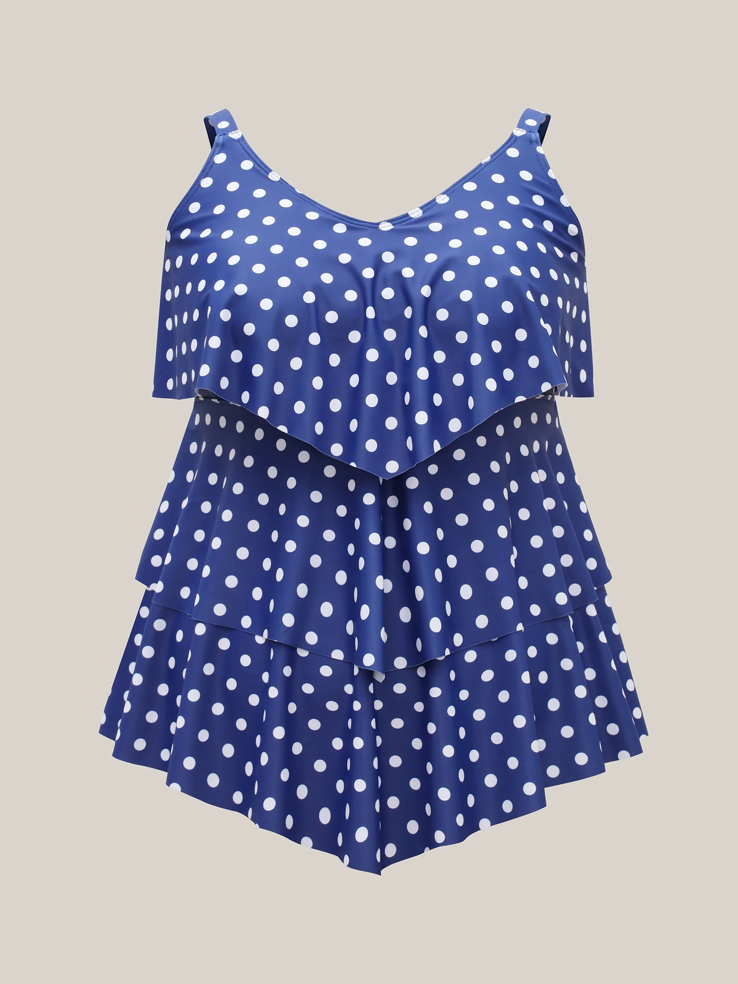 Polka Dots Layered Ruffled Swim Top - Image 7