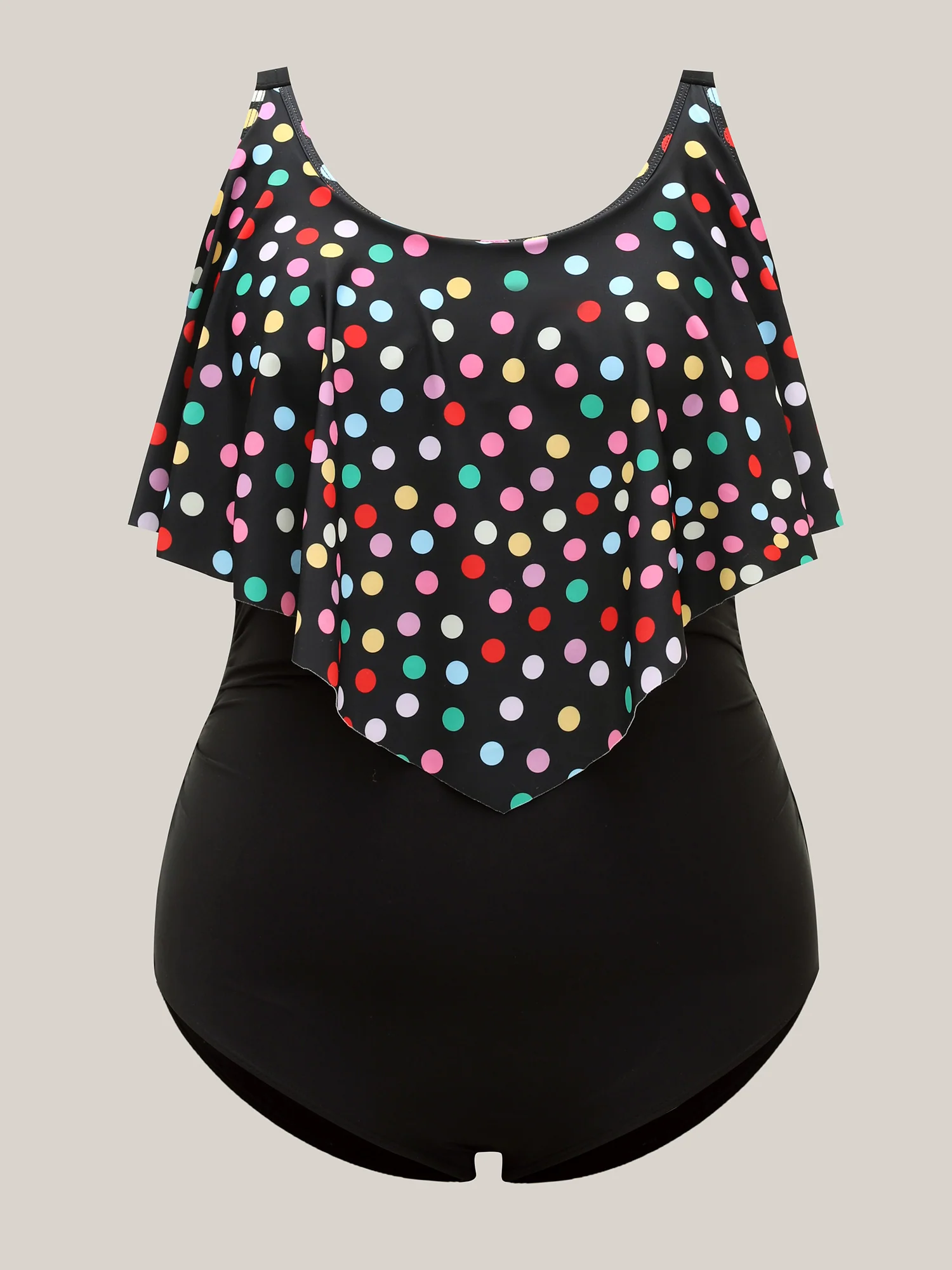 Polka Dots Lotus Leaf Edge One-Piece Swimsuit - Image 7