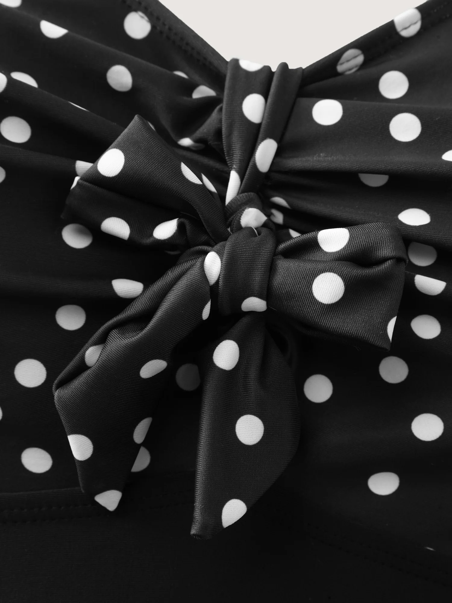 Polka Dots Mesh Neckline Tie Swim Dress - Image 10