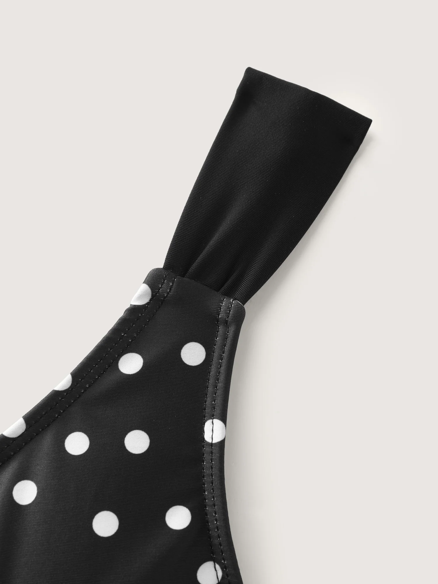 Polka Dots Mesh Neckline Tie Swim Dress - Image 9