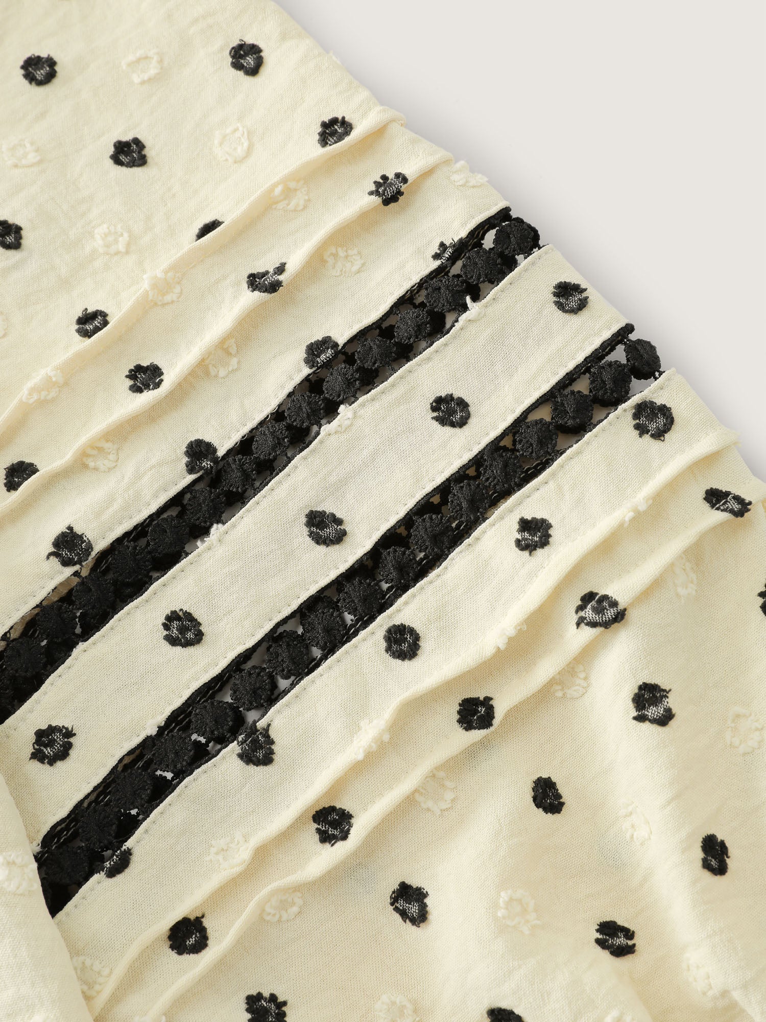Polka Dots Neckline Tie Lace Blouse - Image 6
