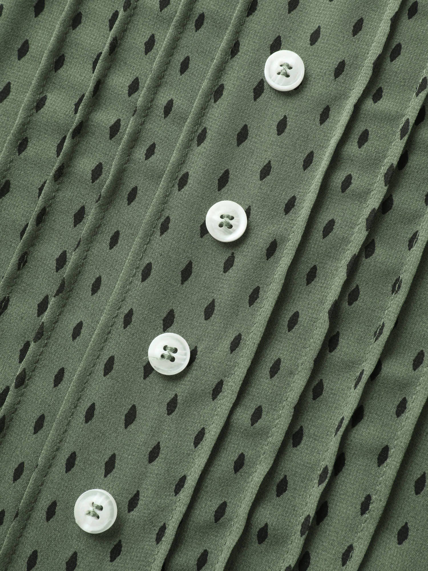 Polka Dots Pin Tuck Button Detail Blouse - Image 5