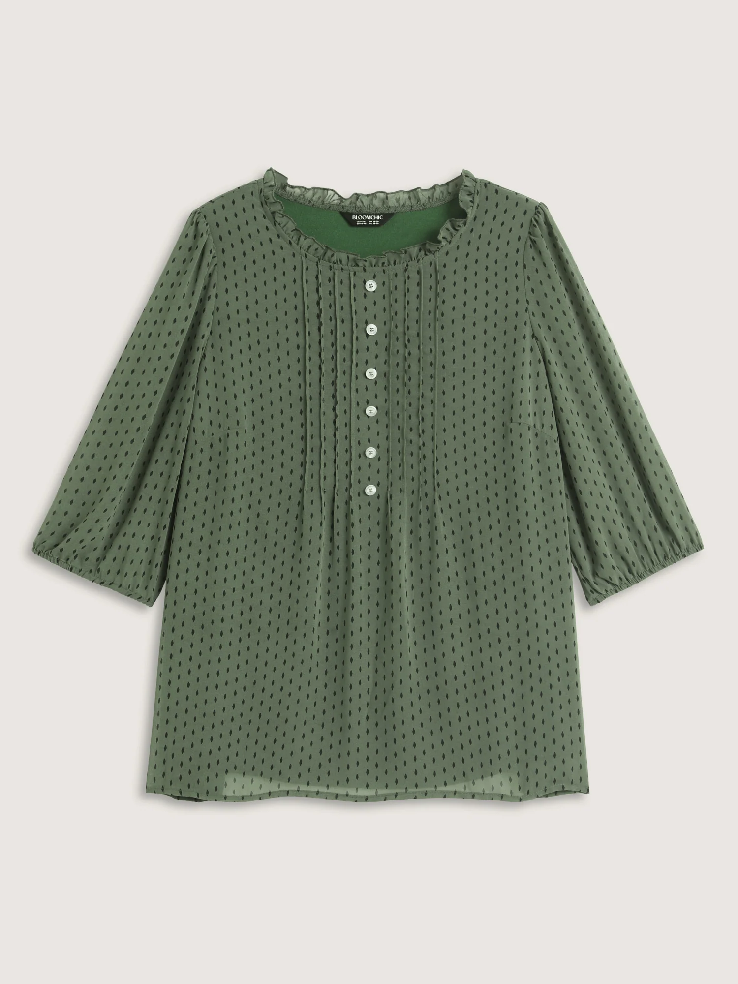 Polka Dots Pin Tuck Button Detail Blouse - Image 7