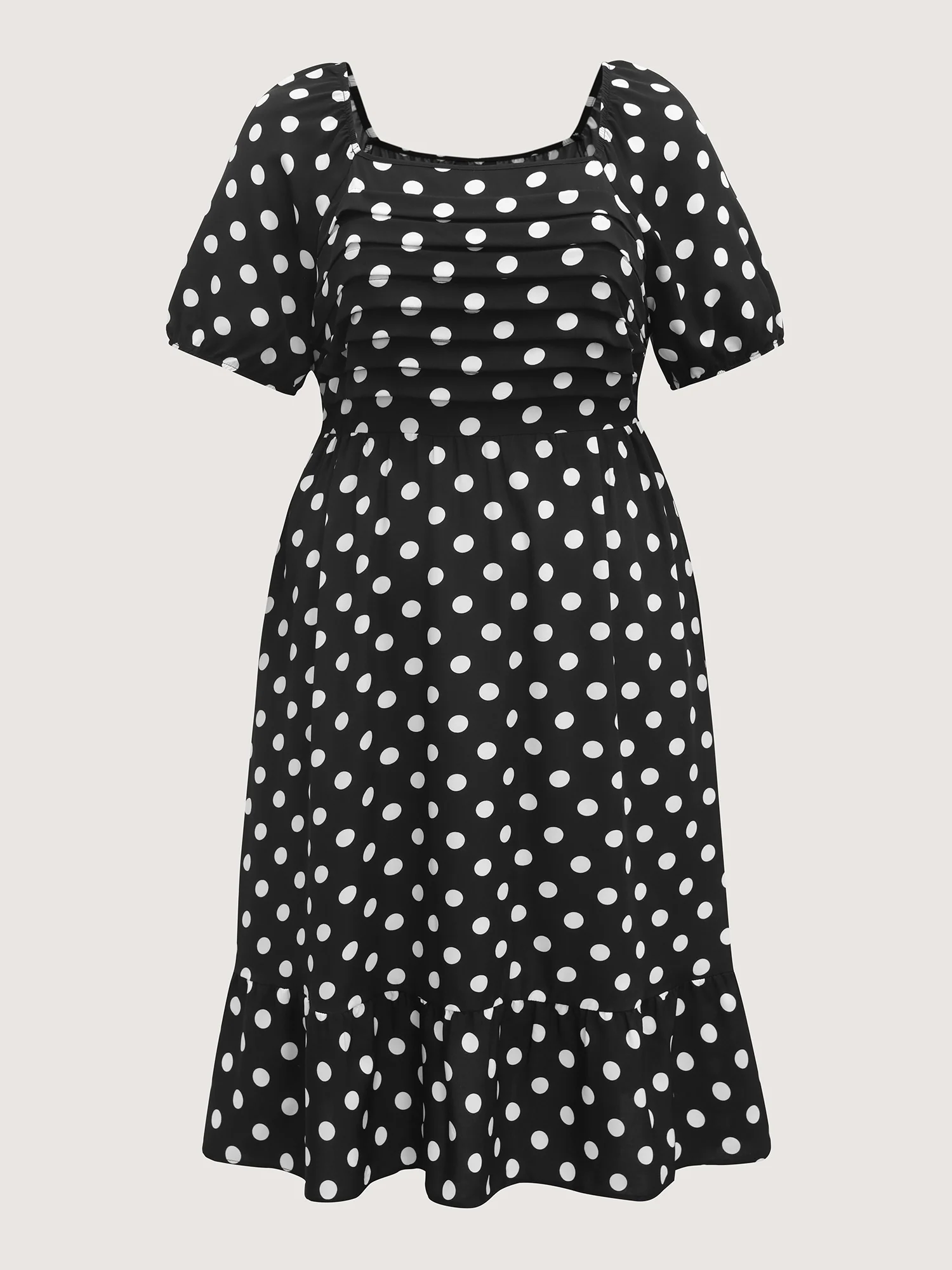Polka Dots Pleated Bodice Midi Dress - Image 7