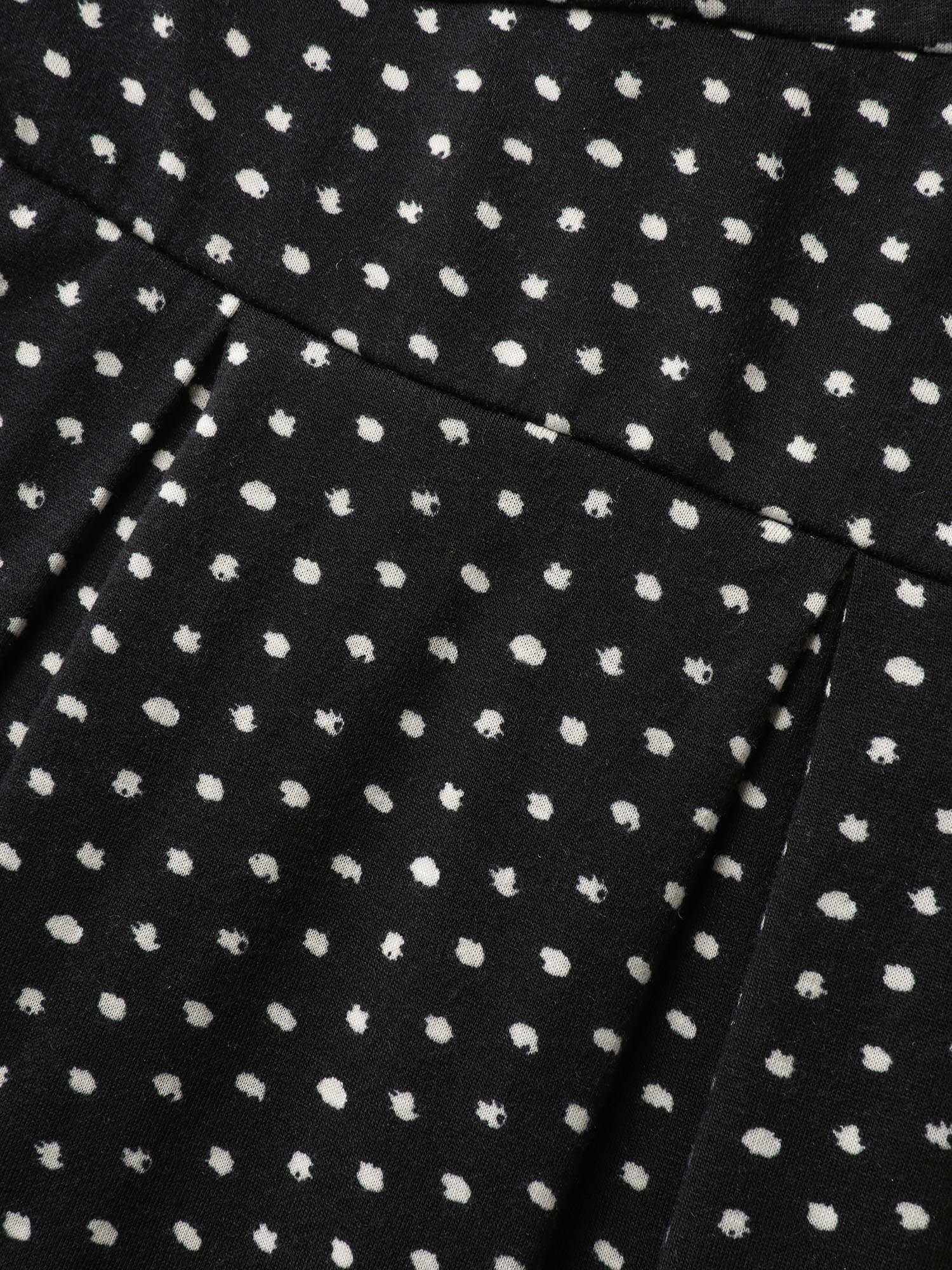 Polka Dots Pleated Overlap Bodice Midi Dress - Image 6