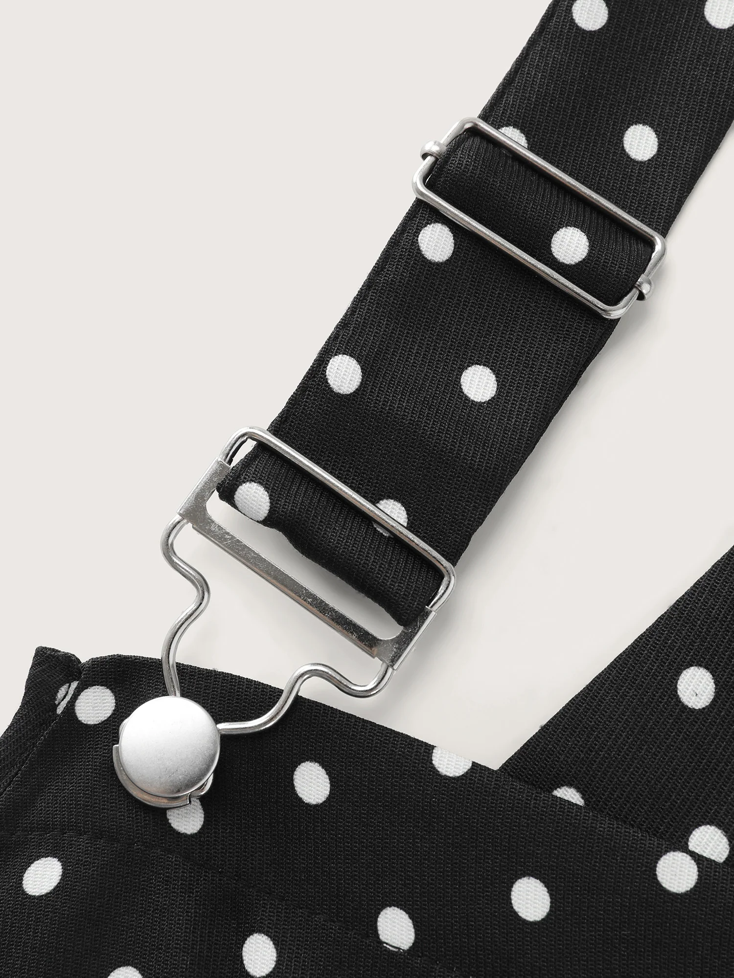 Polka Dots Print Adjustable Overall Midi Dress - Image 5