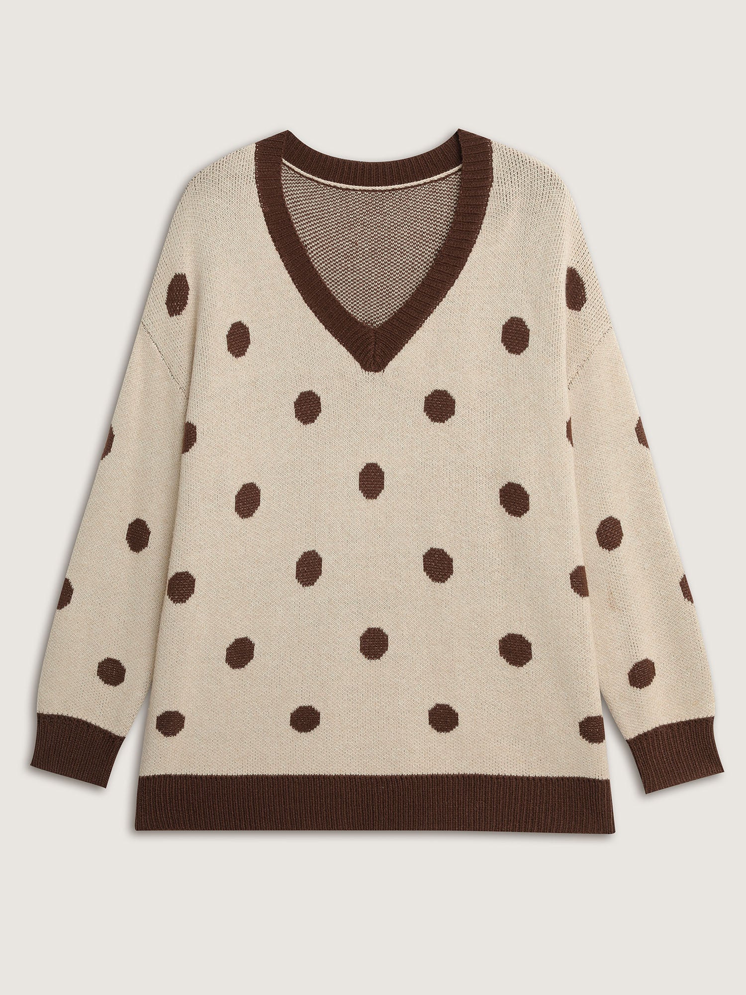 Polka Dots Print Color Contrast Pullover - Image 7