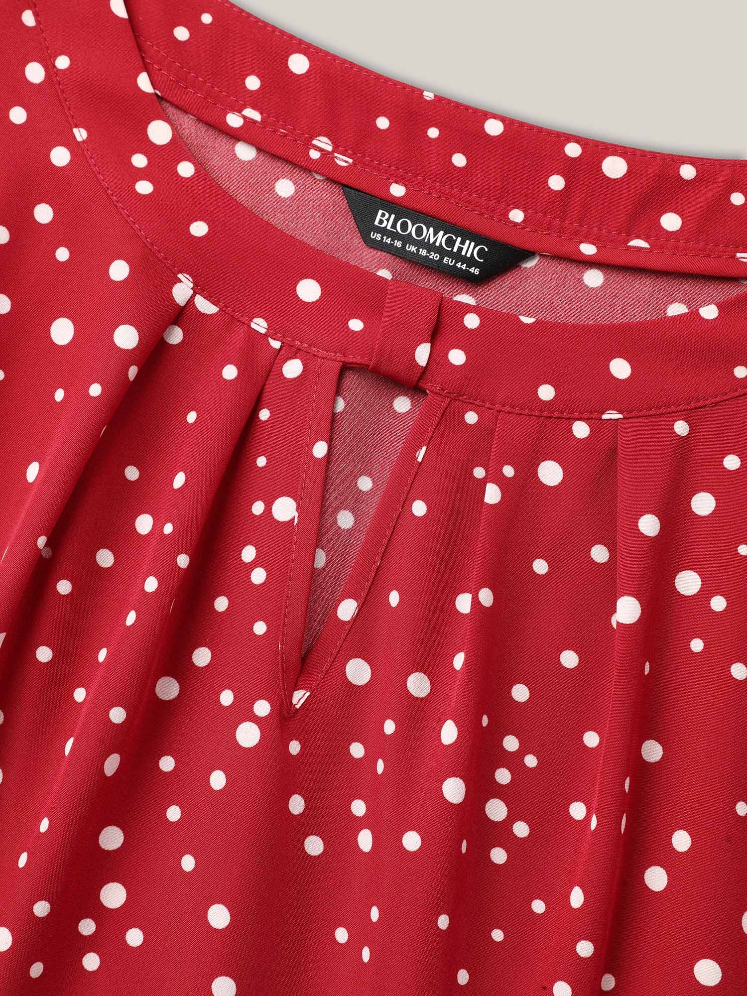 Polka Dots Print Cut-Out Flutter Sleeve Midi Dress - Image 6