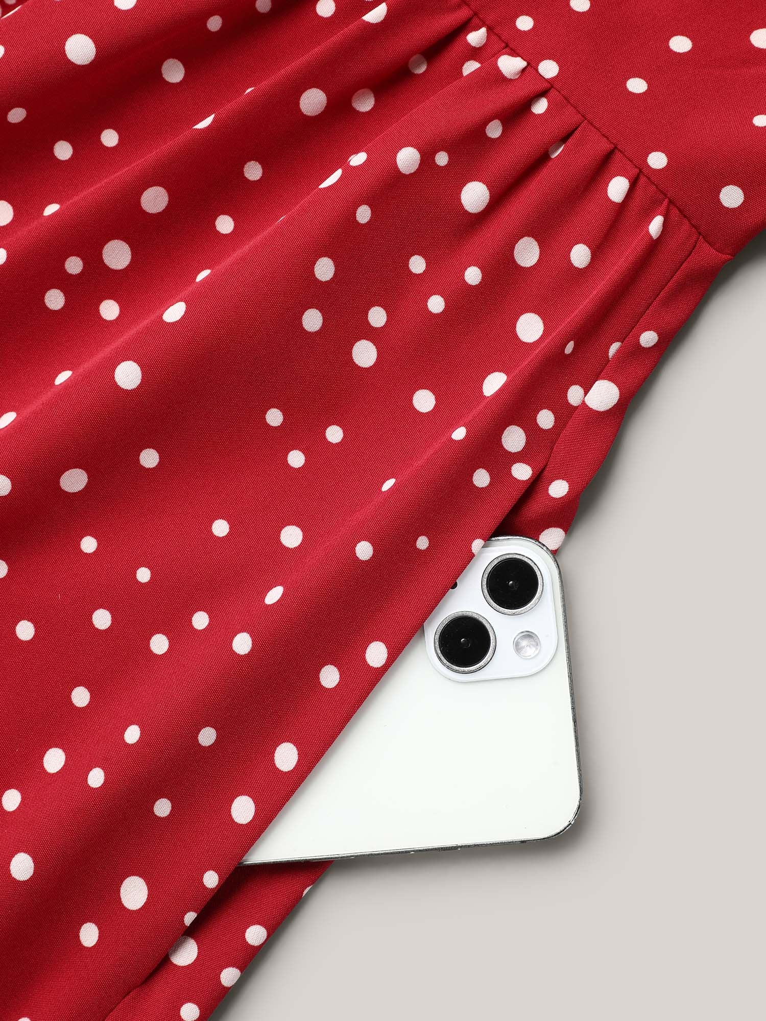 Polka Dots Print Cut-Out Flutter Sleeve Midi Dress - Image 7