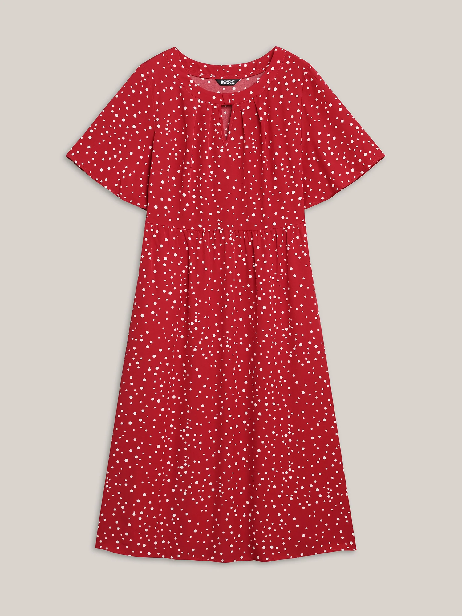 Polka Dots Print Cut-Out Flutter Sleeve Midi Dress - Image 8